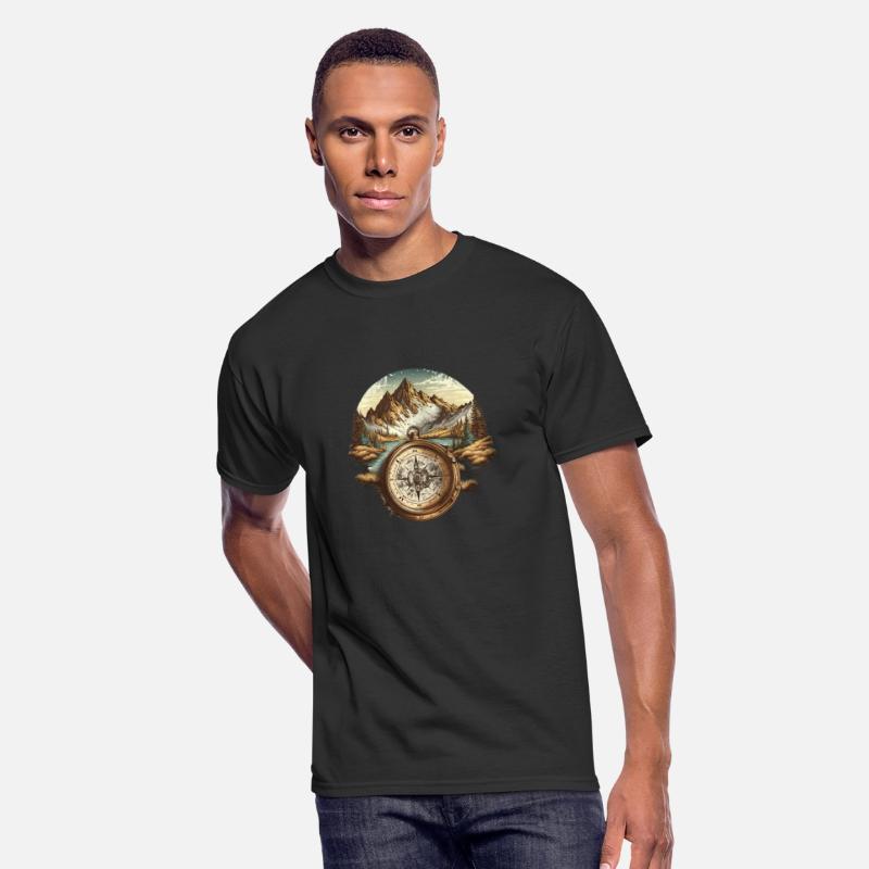 beautiful hiking landscape with a compass