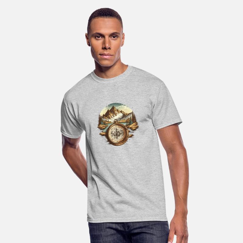 beautiful hiking landscape with a compass