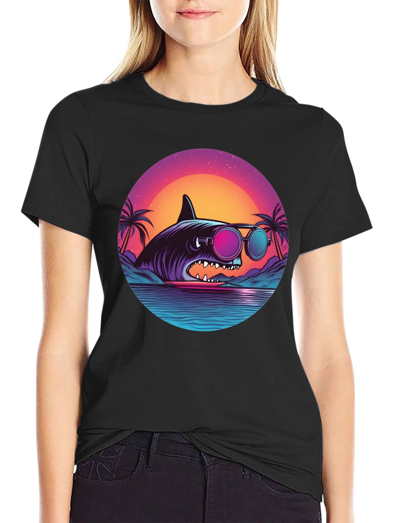 Retro Shark T-Shirt - Beach Vibes Graphic Tee