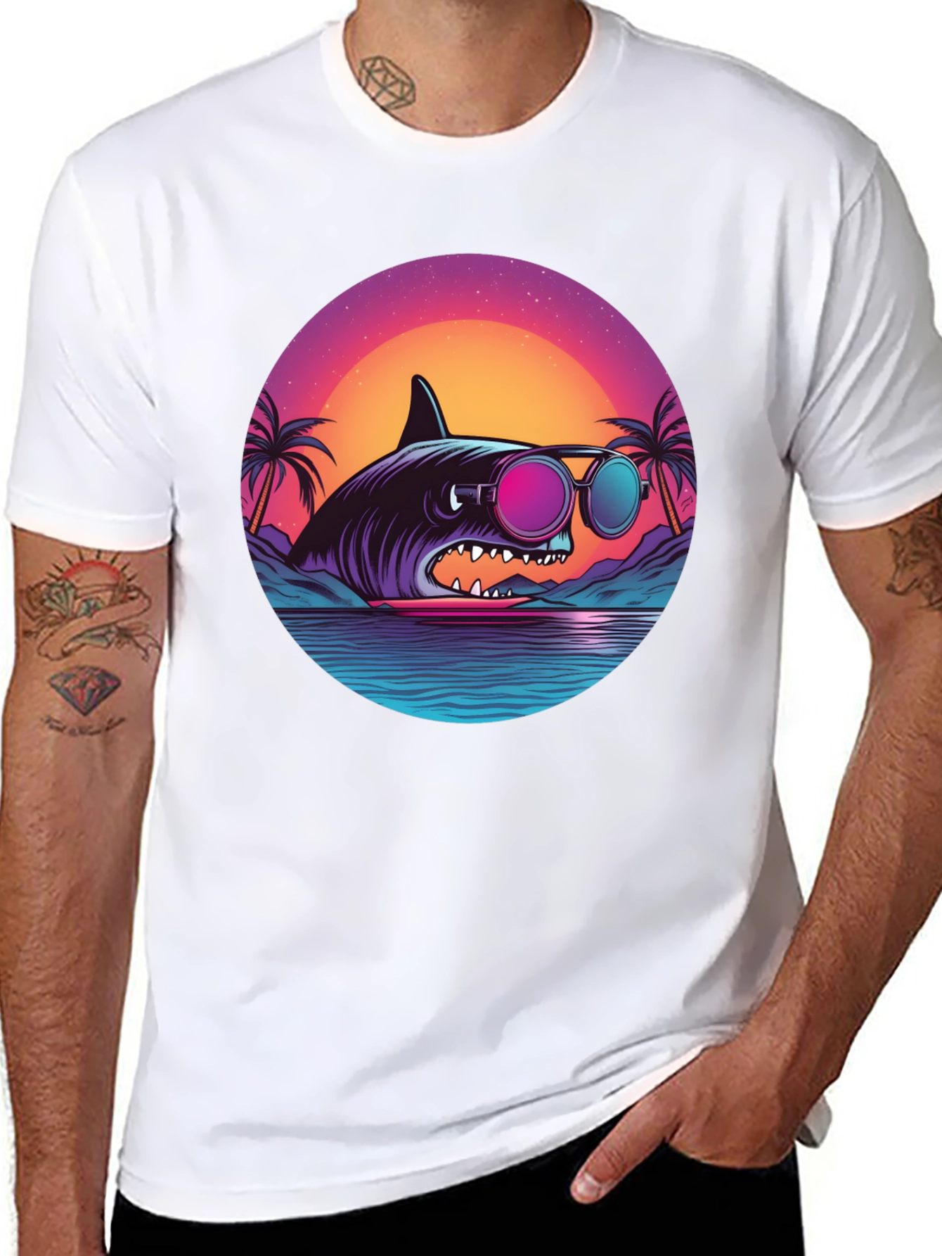 Retro Shark T-Shirt - Beach Vibes Graphic Tee