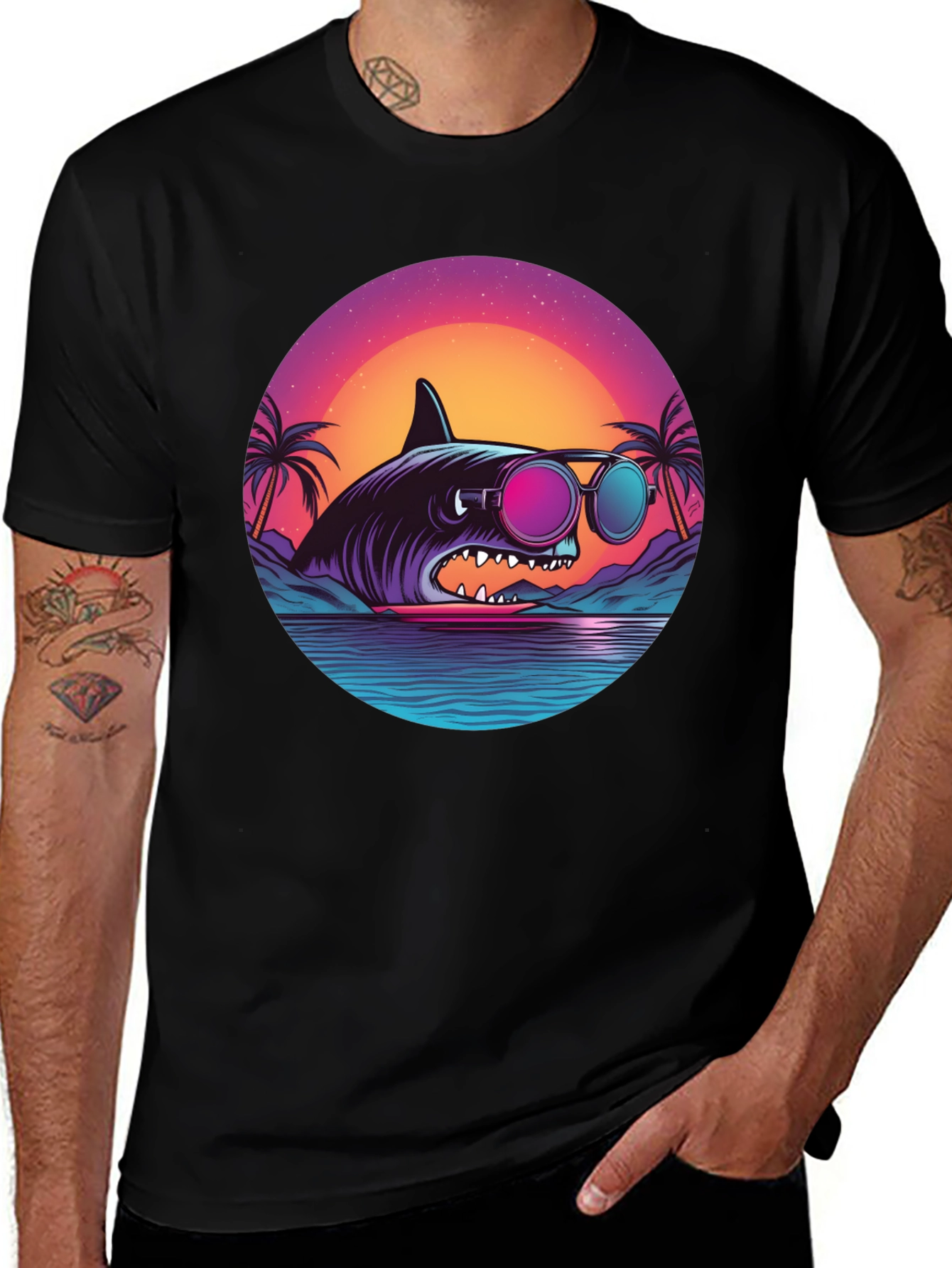 Retro Shark T-Shirt - Beach Vibes Graphic Tee