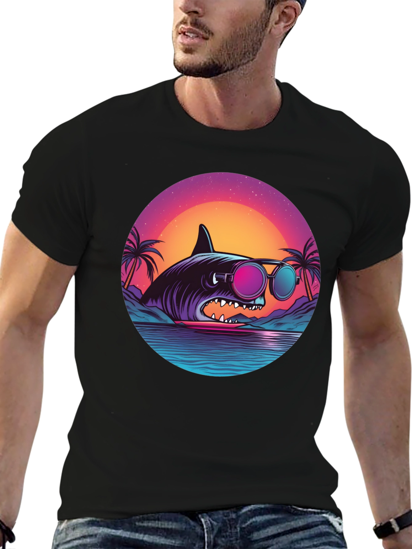 Retro Shark T-Shirt - Beach Vibes Graphic Tee