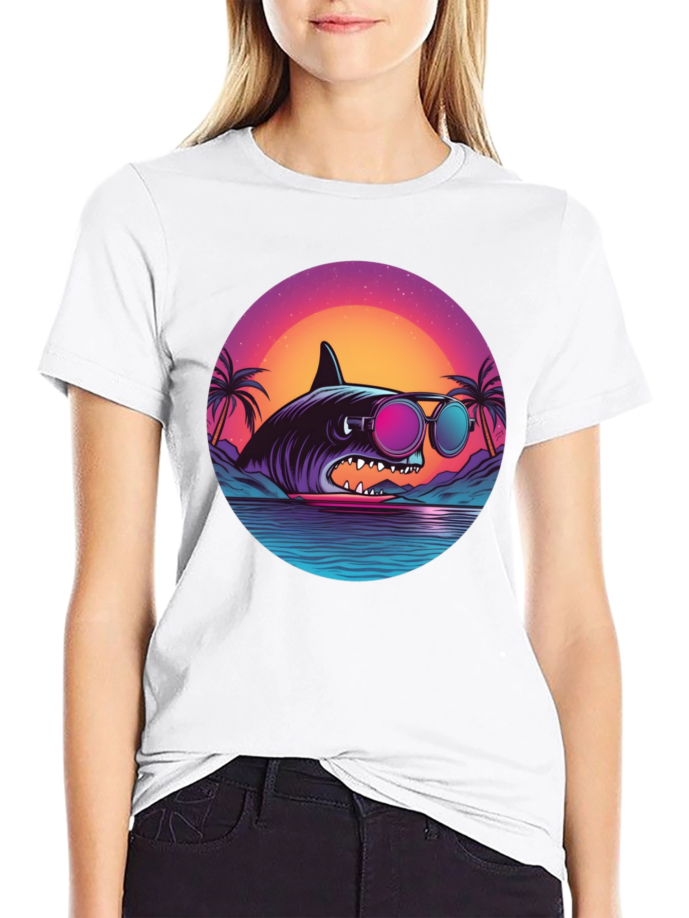Retro Shark T-Shirt - Beach Vibes Graphic Tee