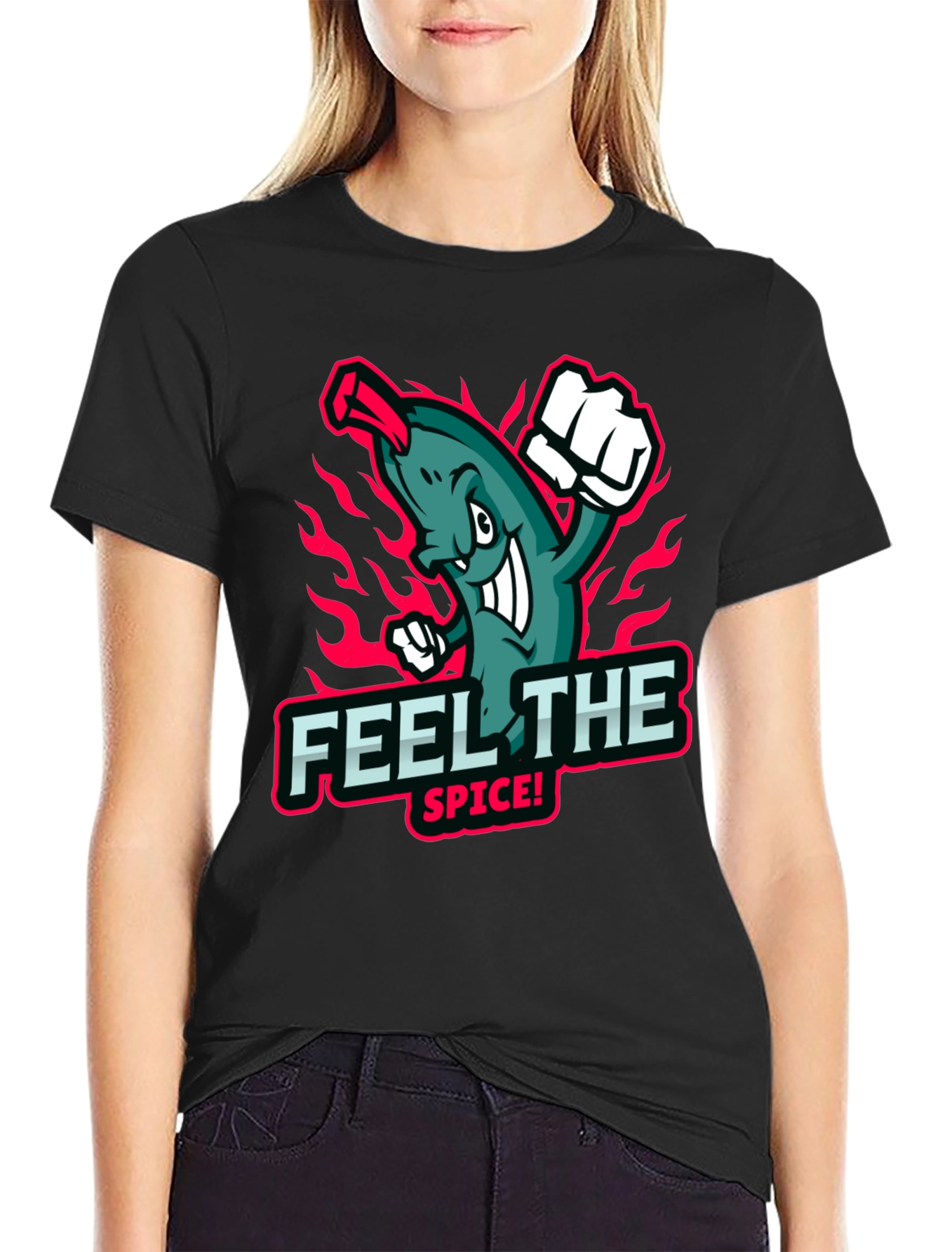 Feel the Spice! Graphic Print Black T-Shirt