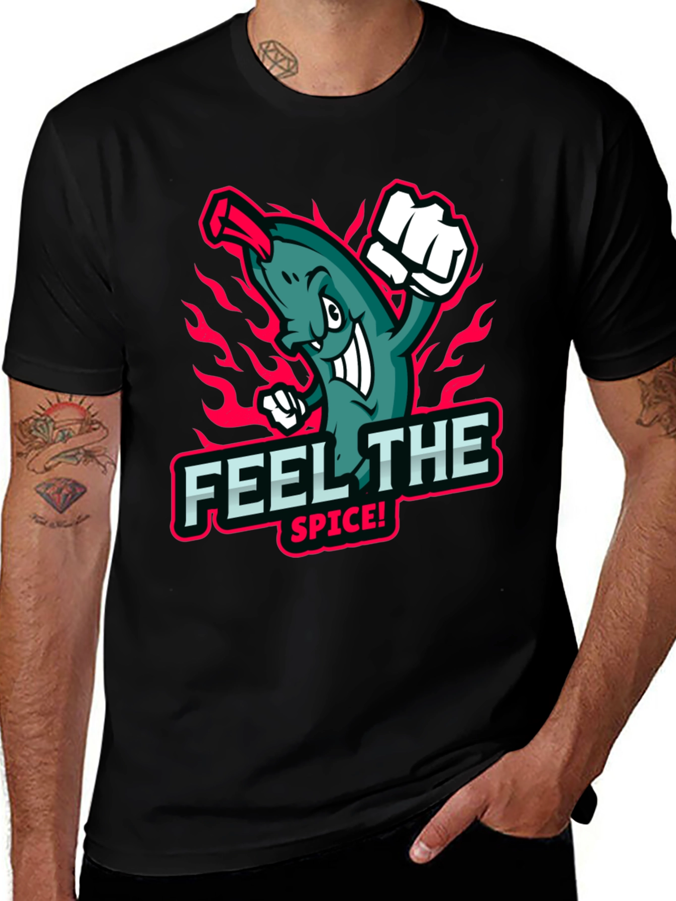 Feel the Spice! Graphic Print Black T-Shirt