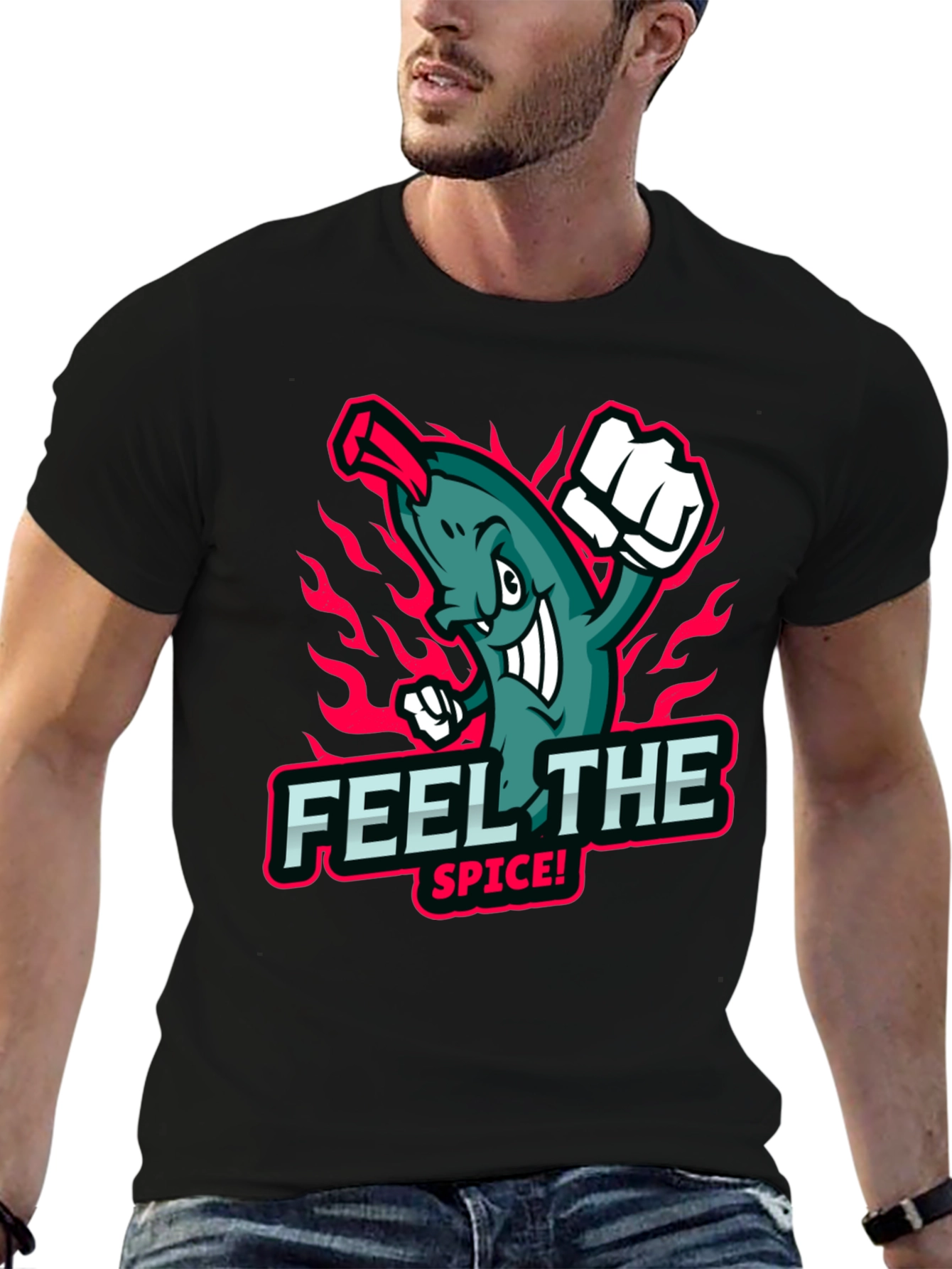 Feel the Spice! Graphic Print Black T-Shirt