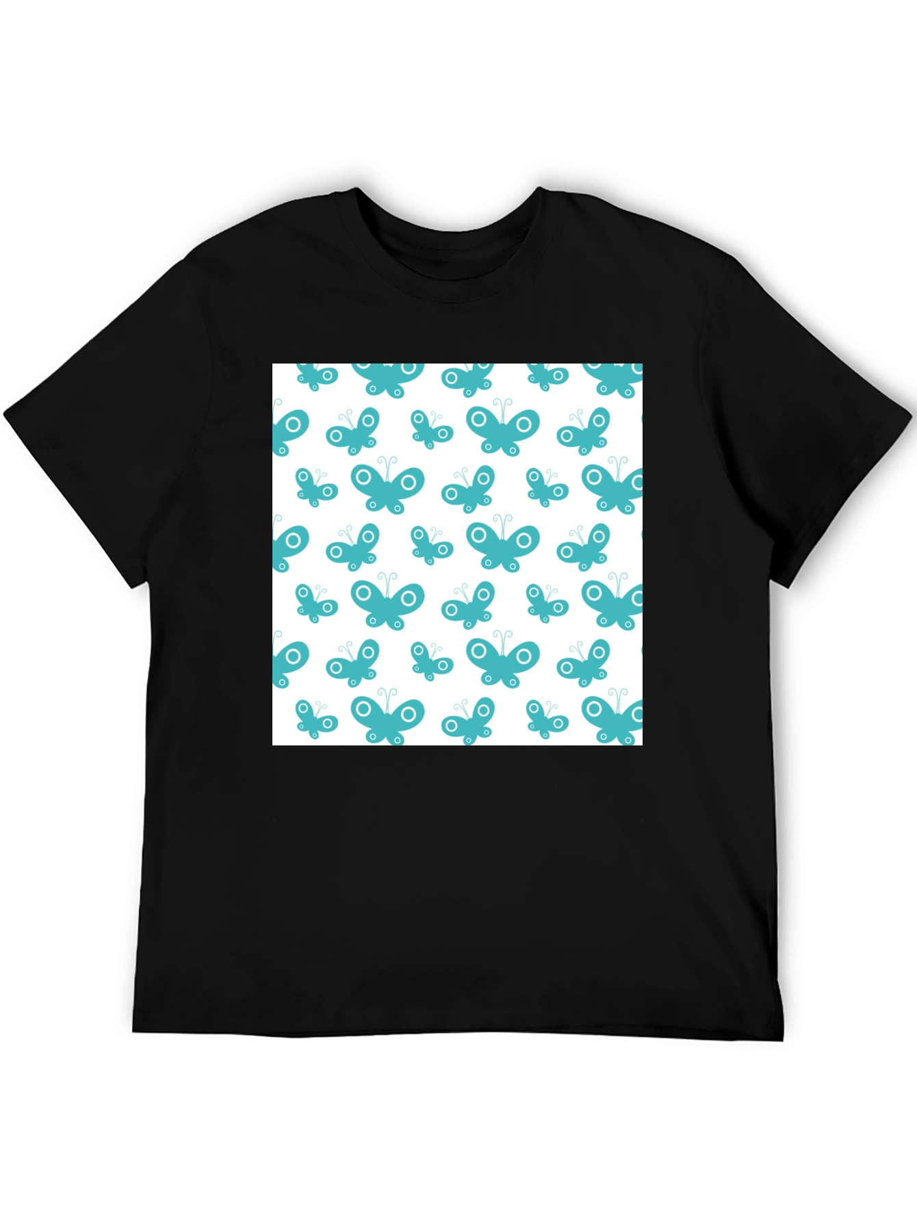 Butterfly Pattern T-Shirt - Black