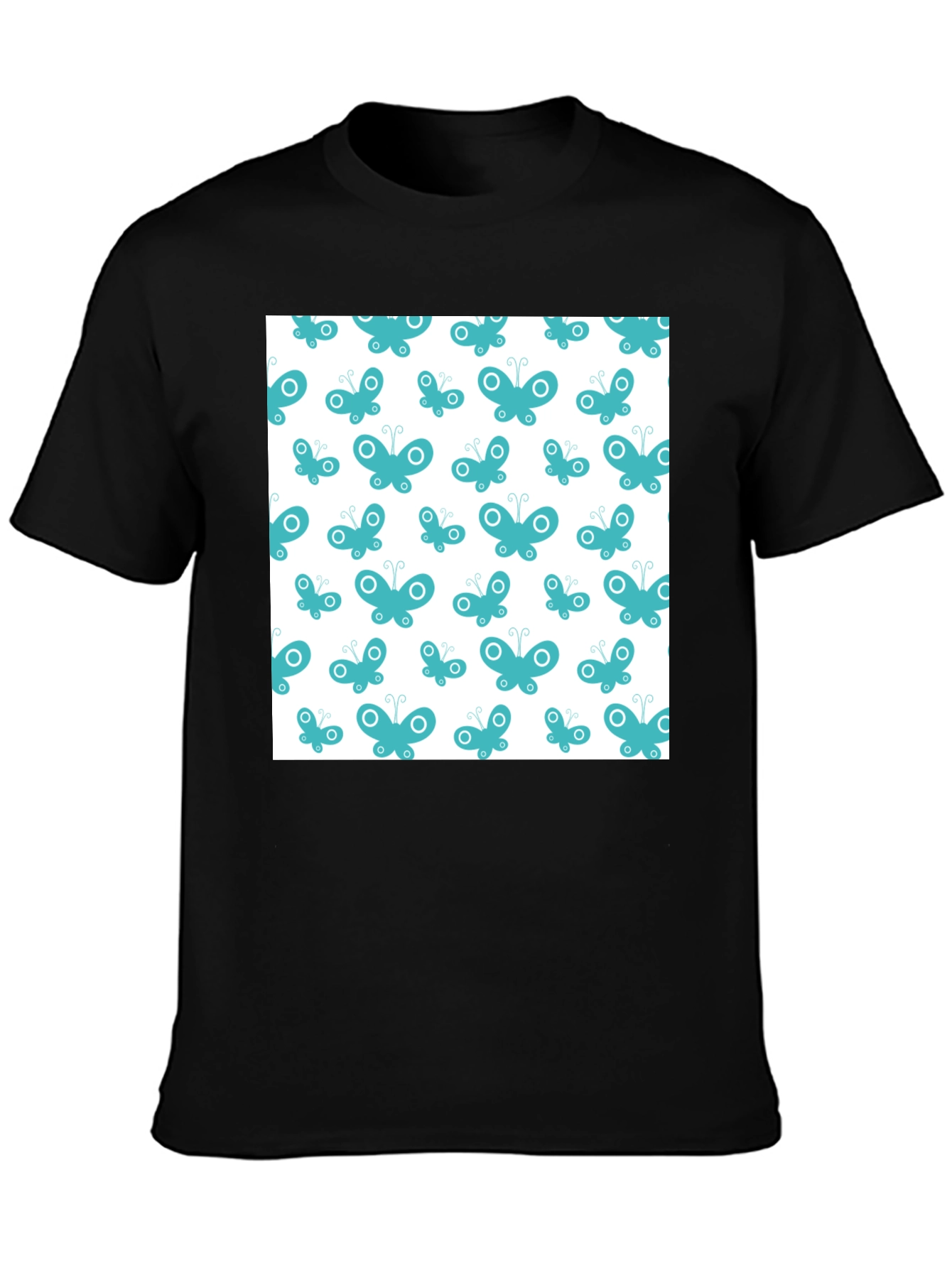 Butterfly Pattern T-Shirt - Black
