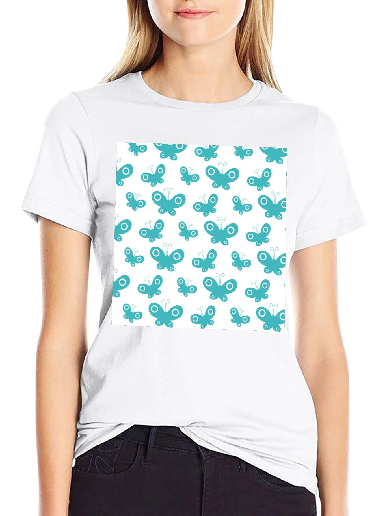 Butterfly Pattern T-Shirt - Black