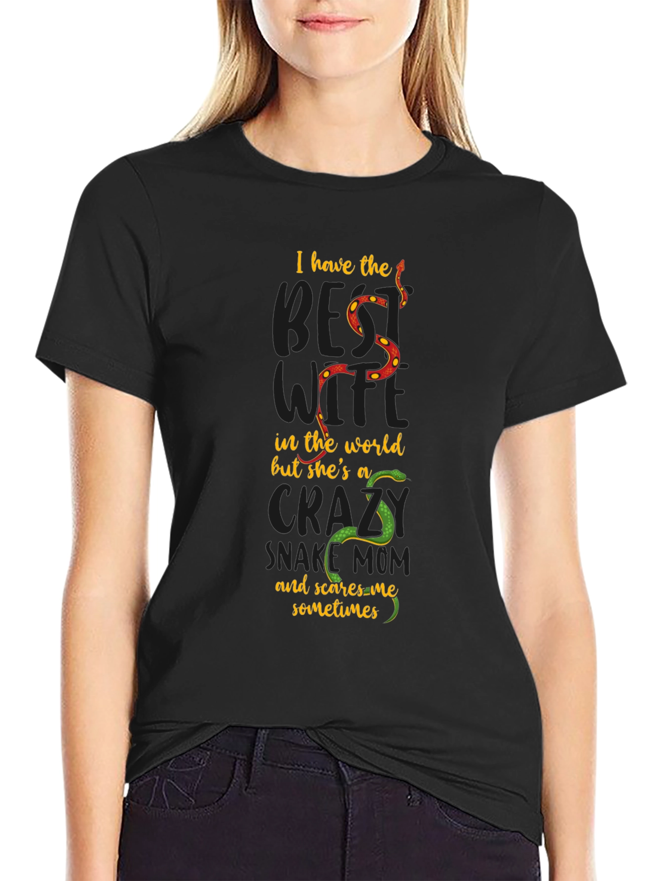 Crazy Snake Mom T-Shirt - Unisex Black Tee