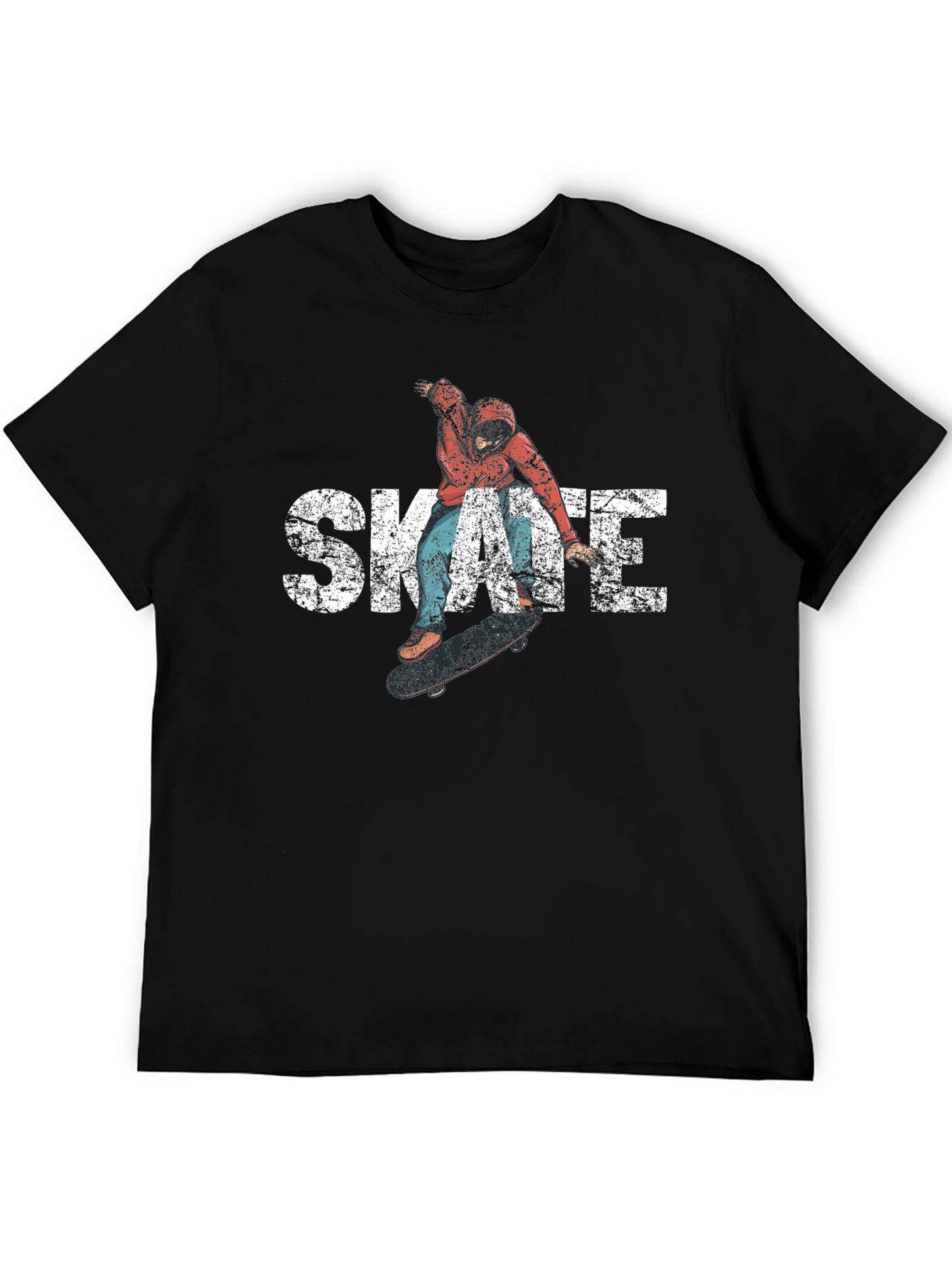 Skate Graphic Tee - Black Cotton Skateboarder T-Shirt