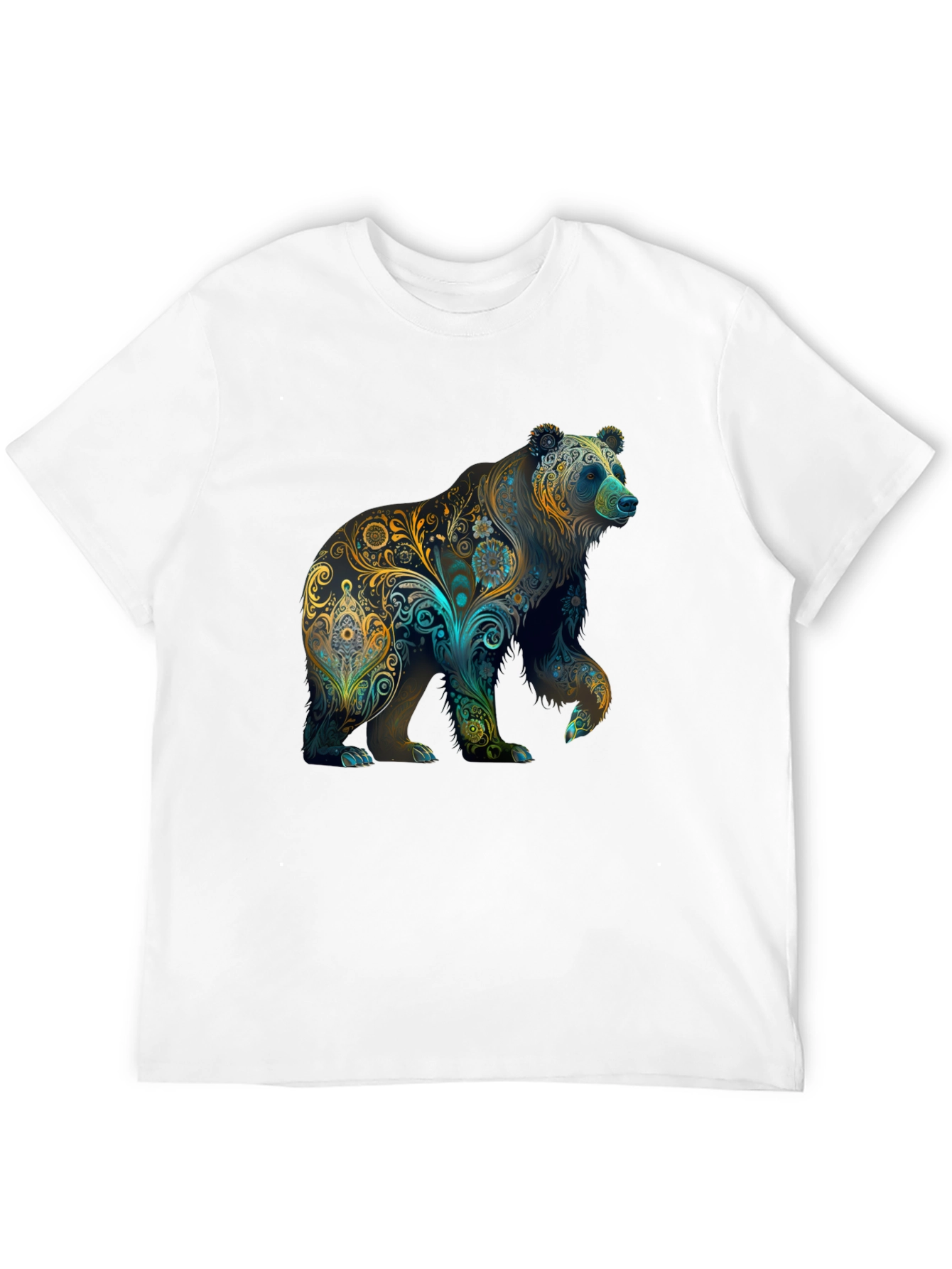Floral Bear Graphic Tee - Black
