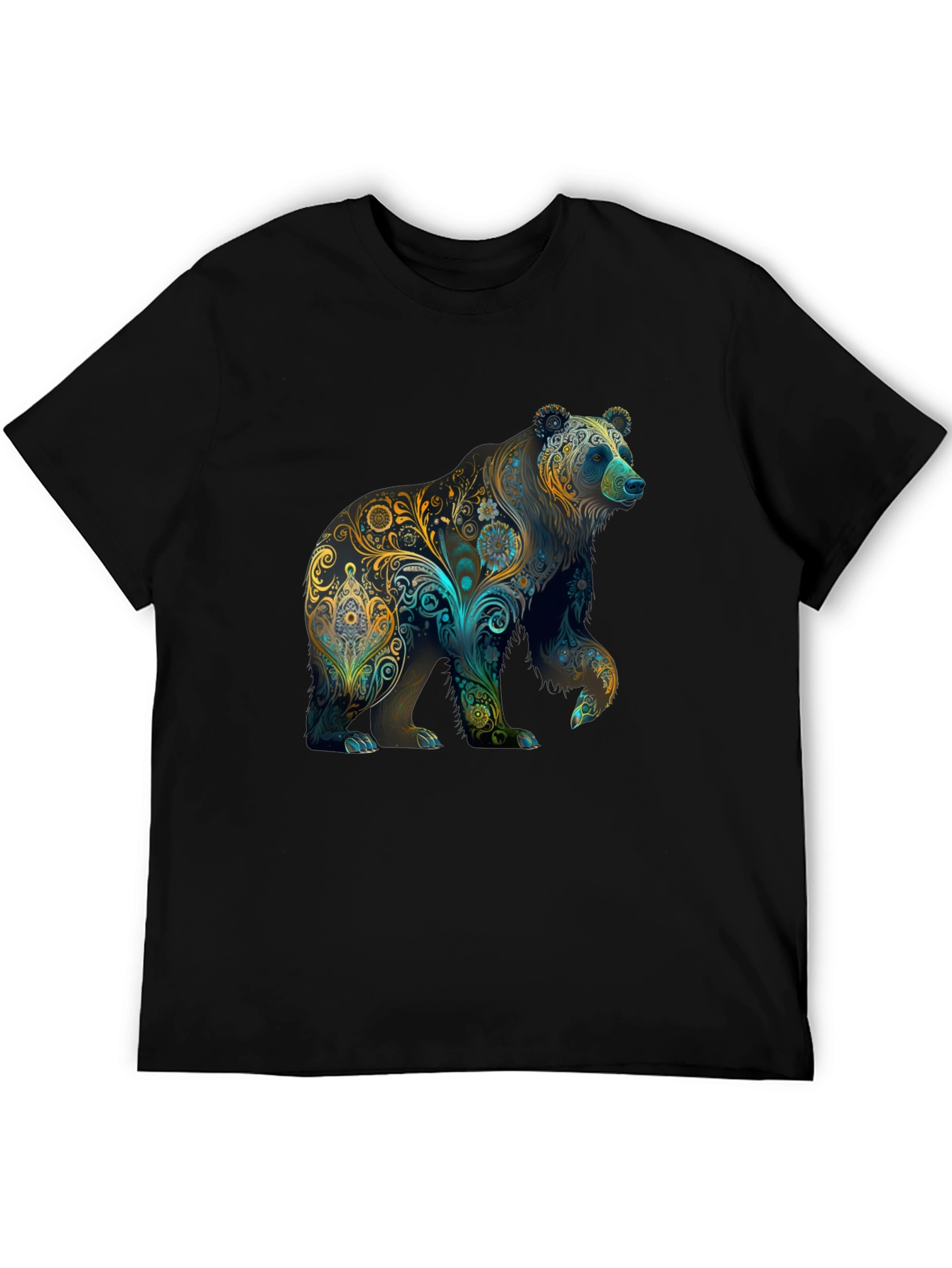 Floral Bear Graphic Tee - Black