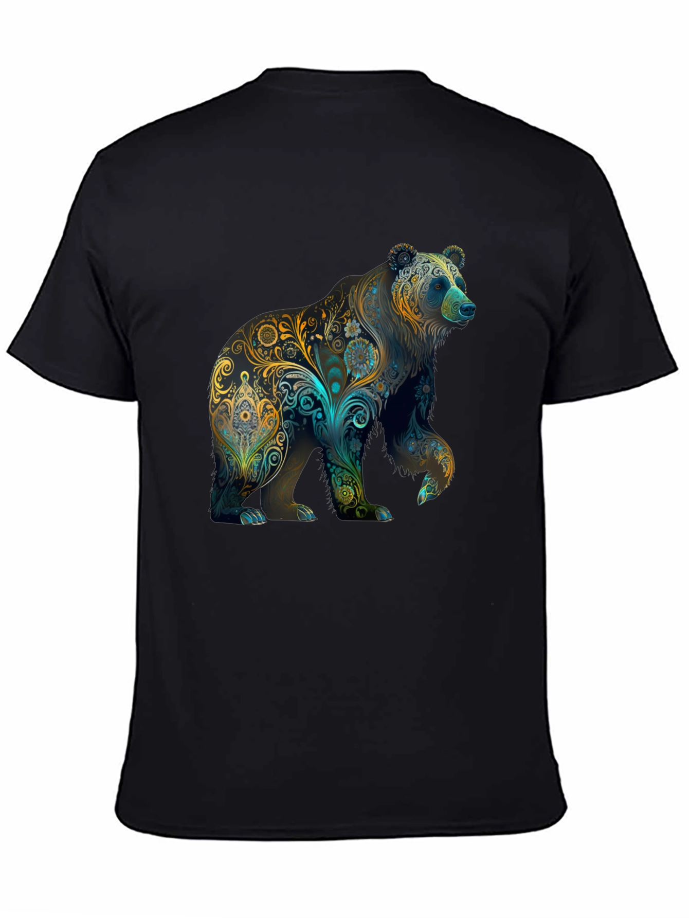Floral Bear Graphic Tee - Black