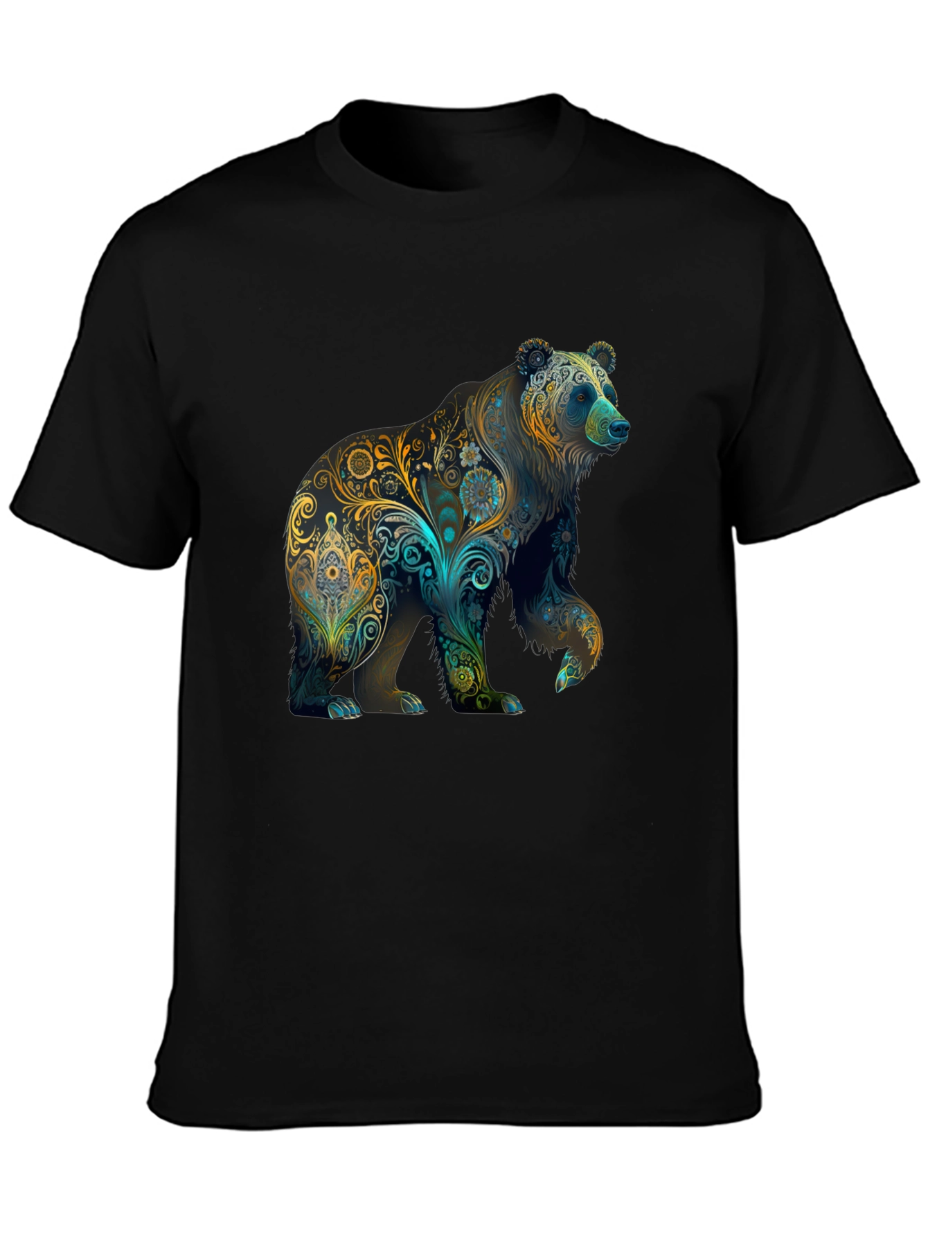 Floral Bear Graphic Tee - Black
