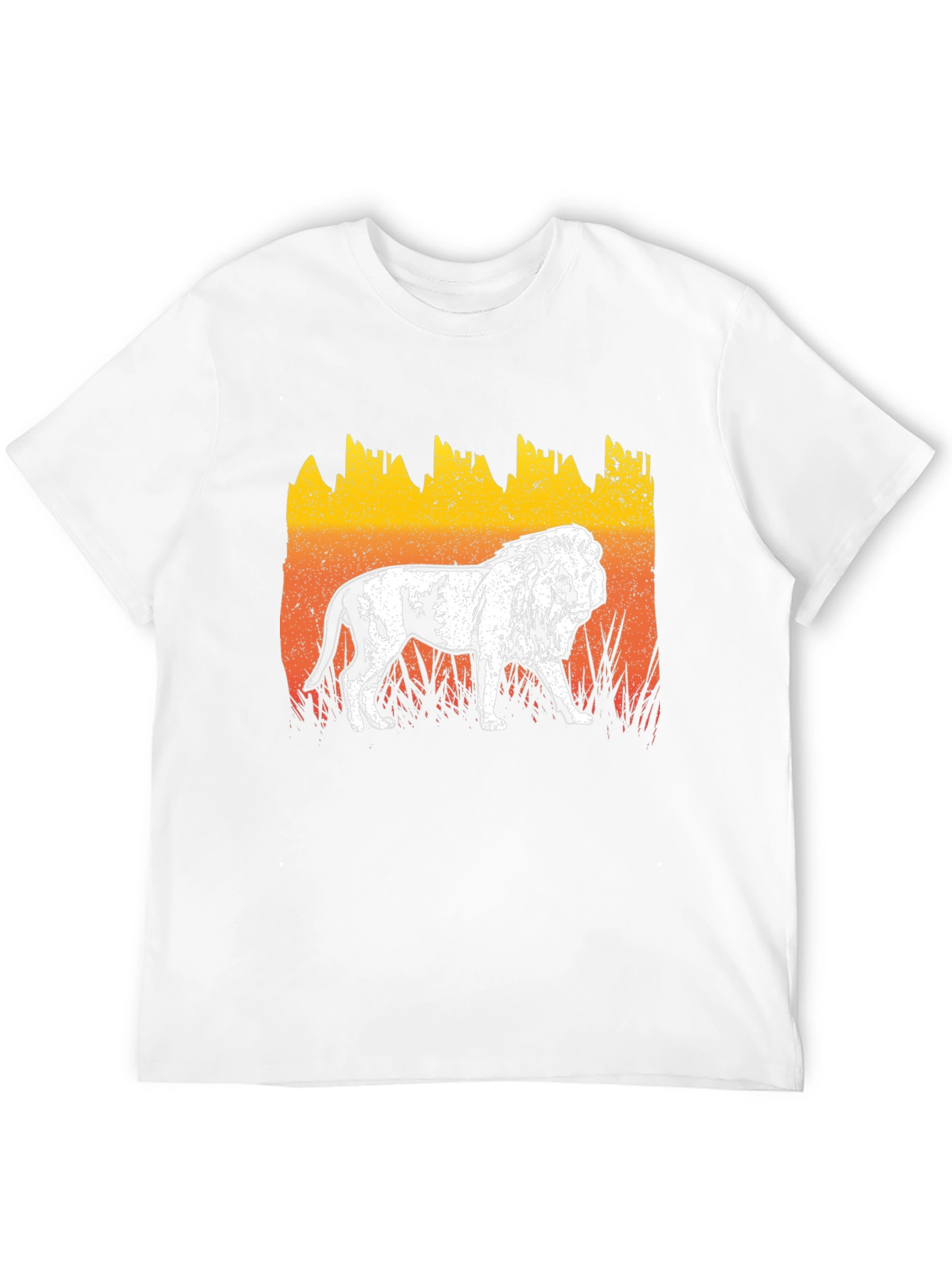 Lion Graphic Tee - Distressed Sunset Design