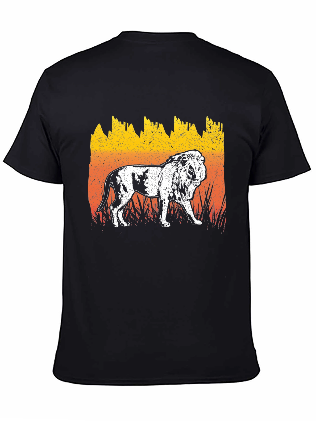 Lion Graphic Tee - Distressed Sunset Design