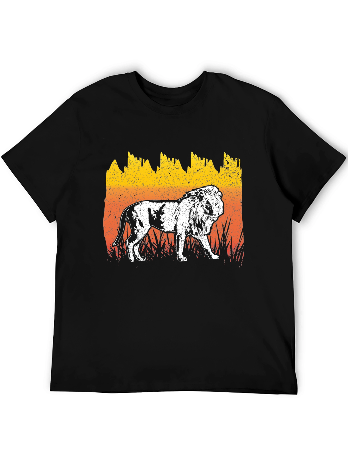 Lion Graphic Tee - Distressed Sunset Design
