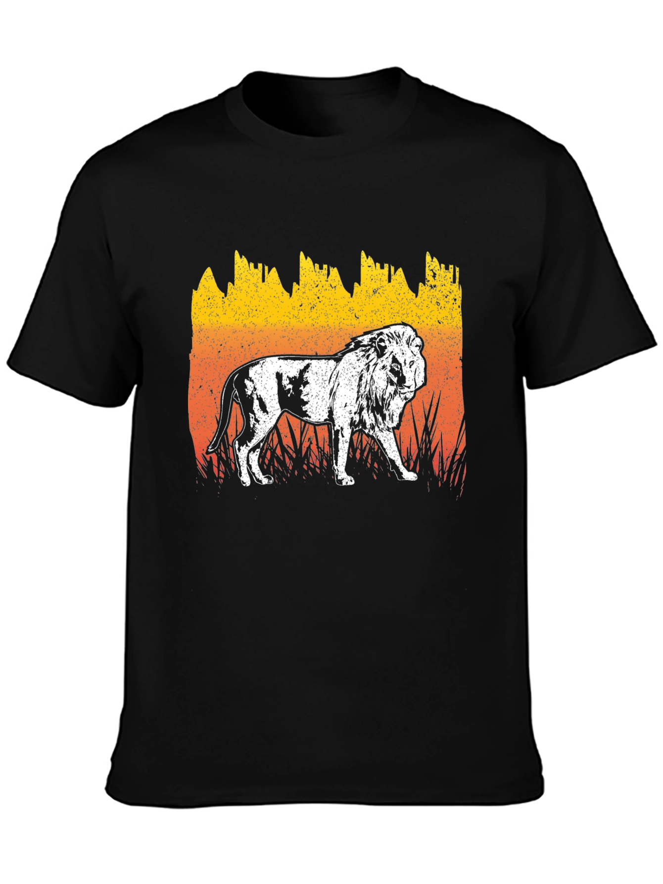 Lion Graphic Tee - Distressed Sunset Design