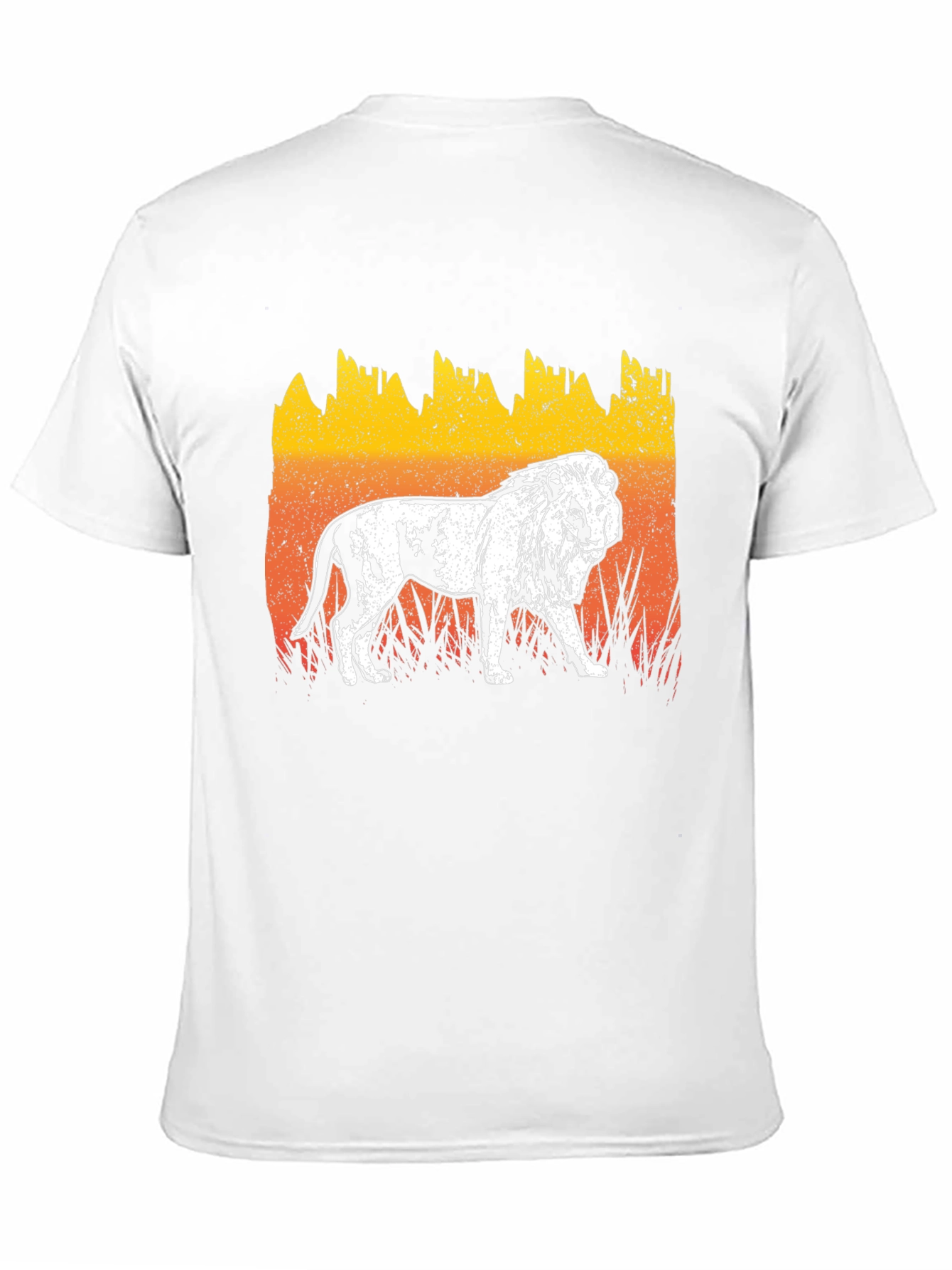 Lion Graphic Tee - Distressed Sunset Design