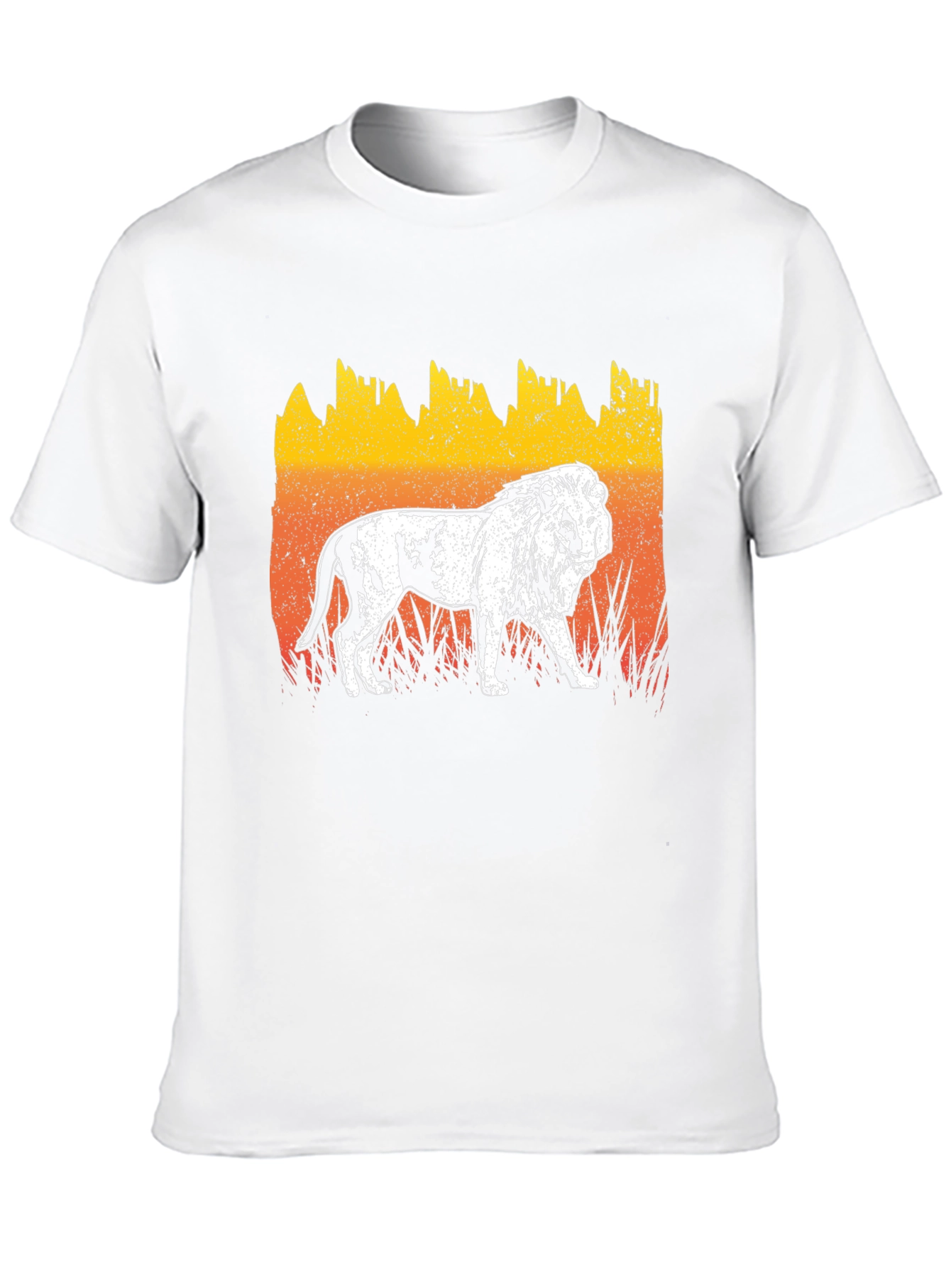 Lion Graphic Tee - Distressed Sunset Design