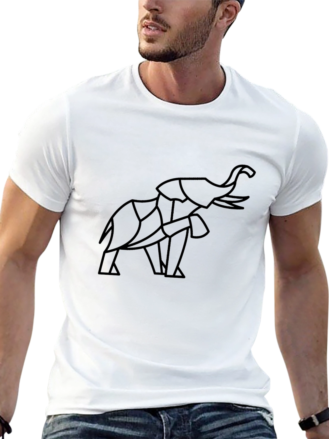 Geometric Elephant Graphic Tee - Modern Style