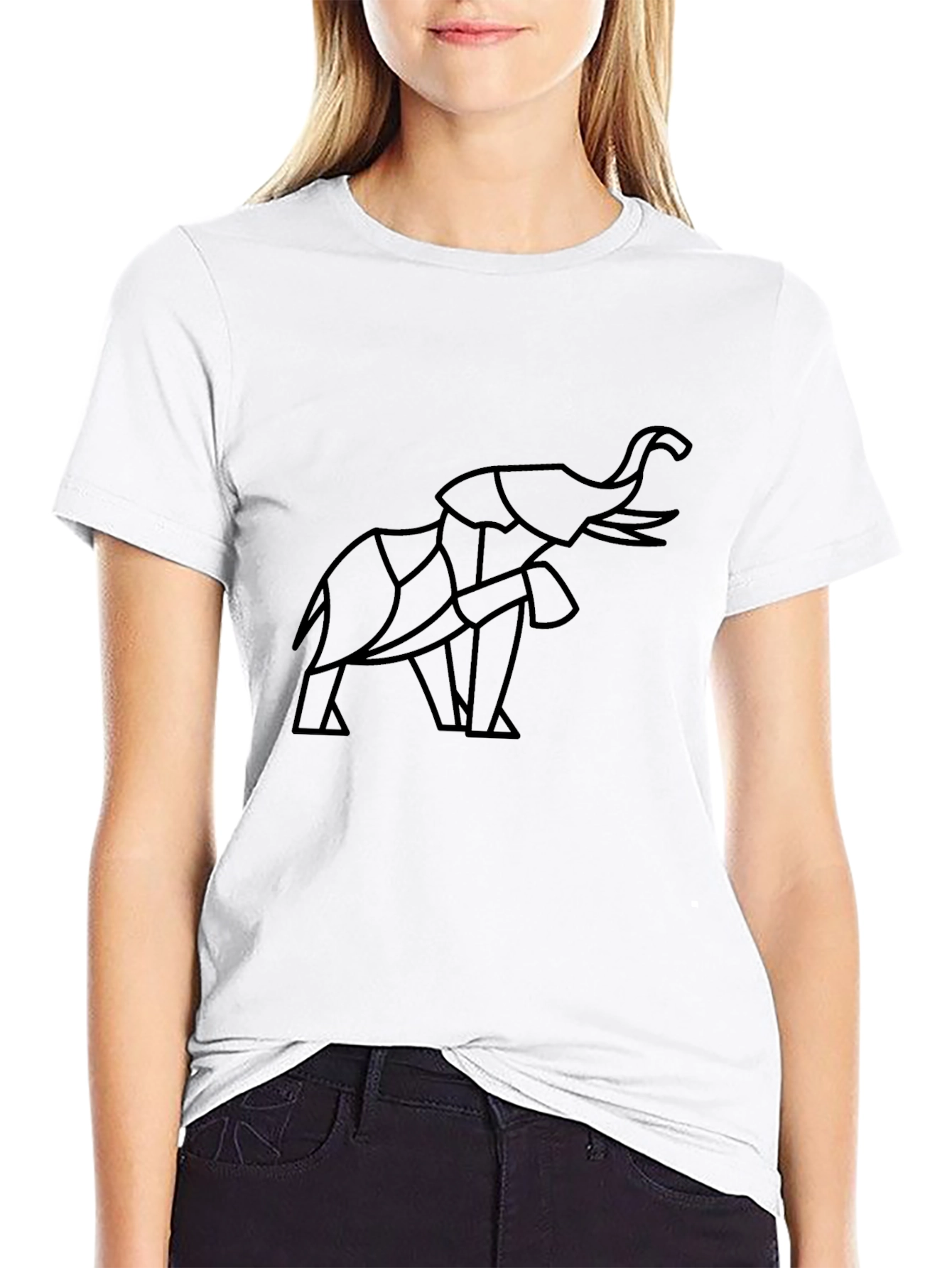 Geometric Elephant Graphic Tee - Modern Style