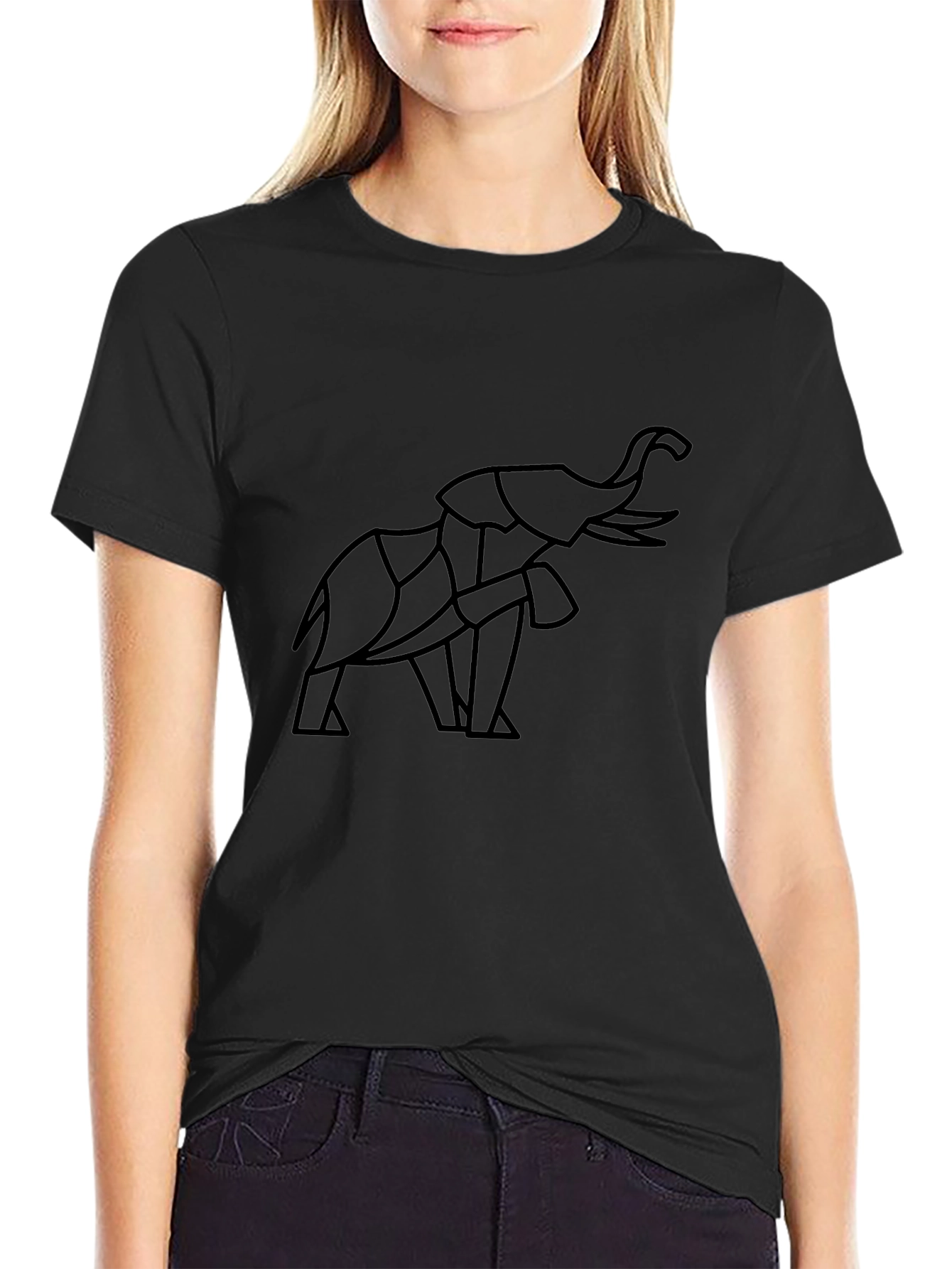 Geometric Elephant Graphic Tee - Modern Style