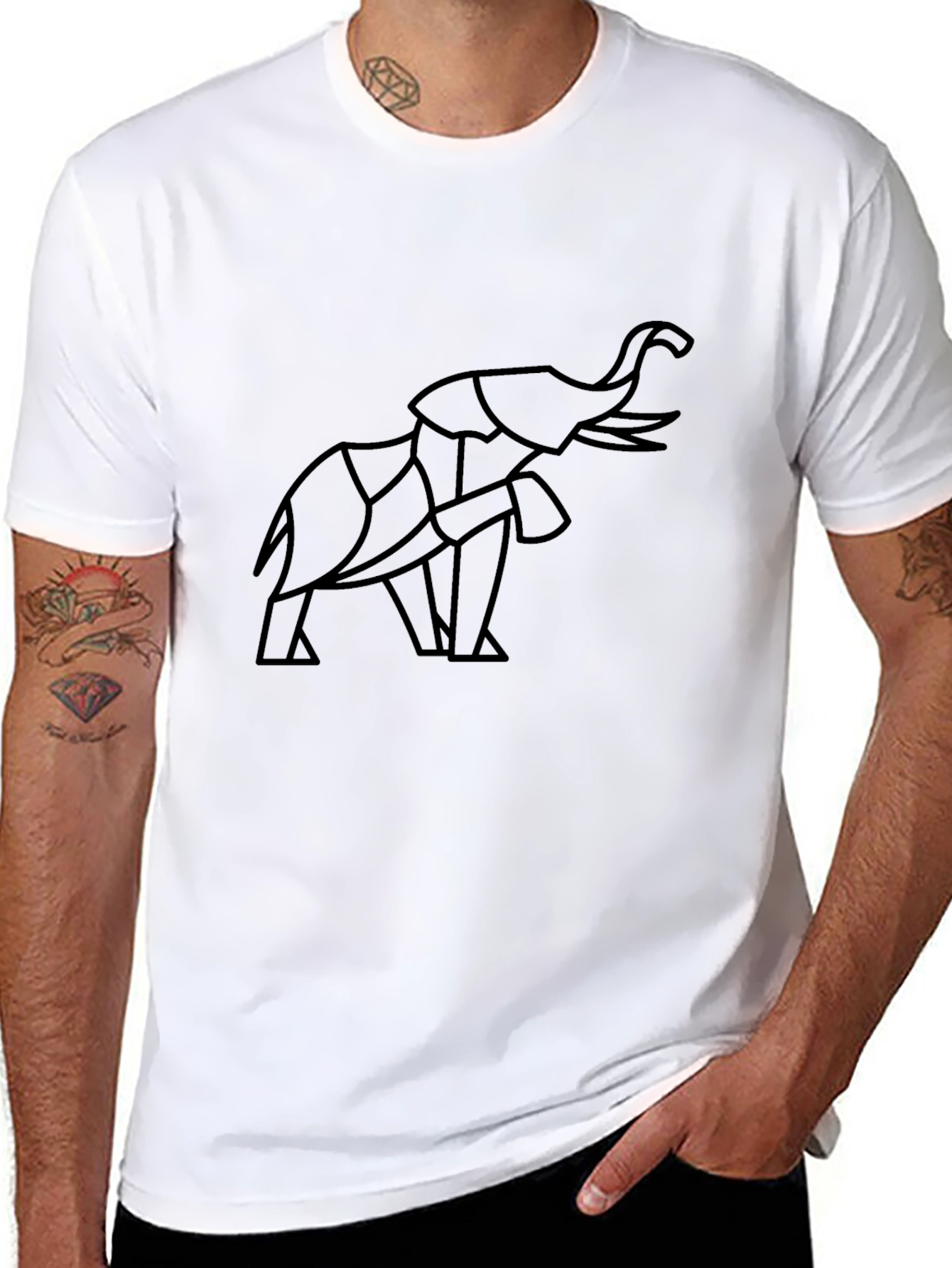 Geometric Elephant Graphic Tee - Modern Style