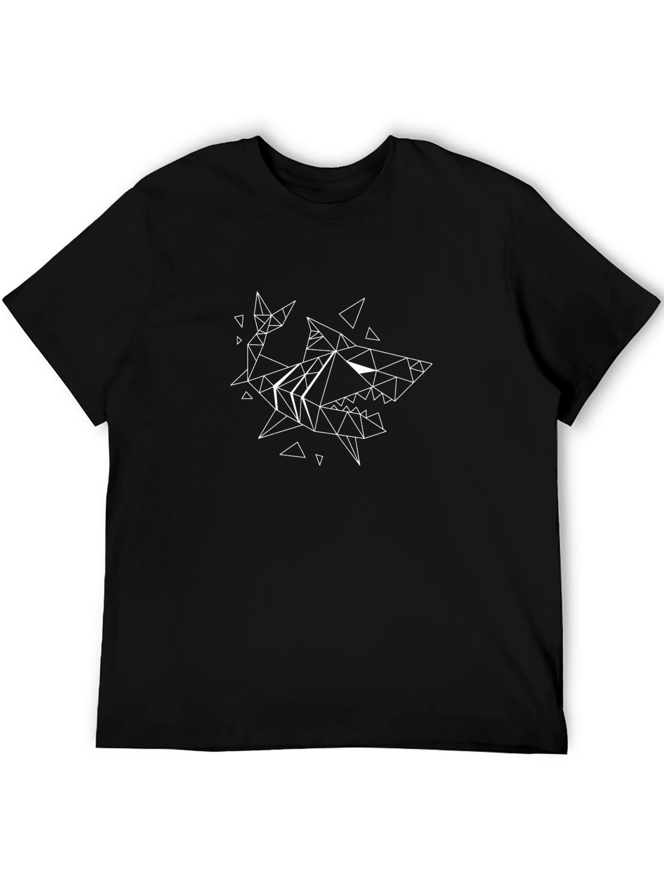 Geometric Shark Graphic Tee - Cool Black T-Shirt