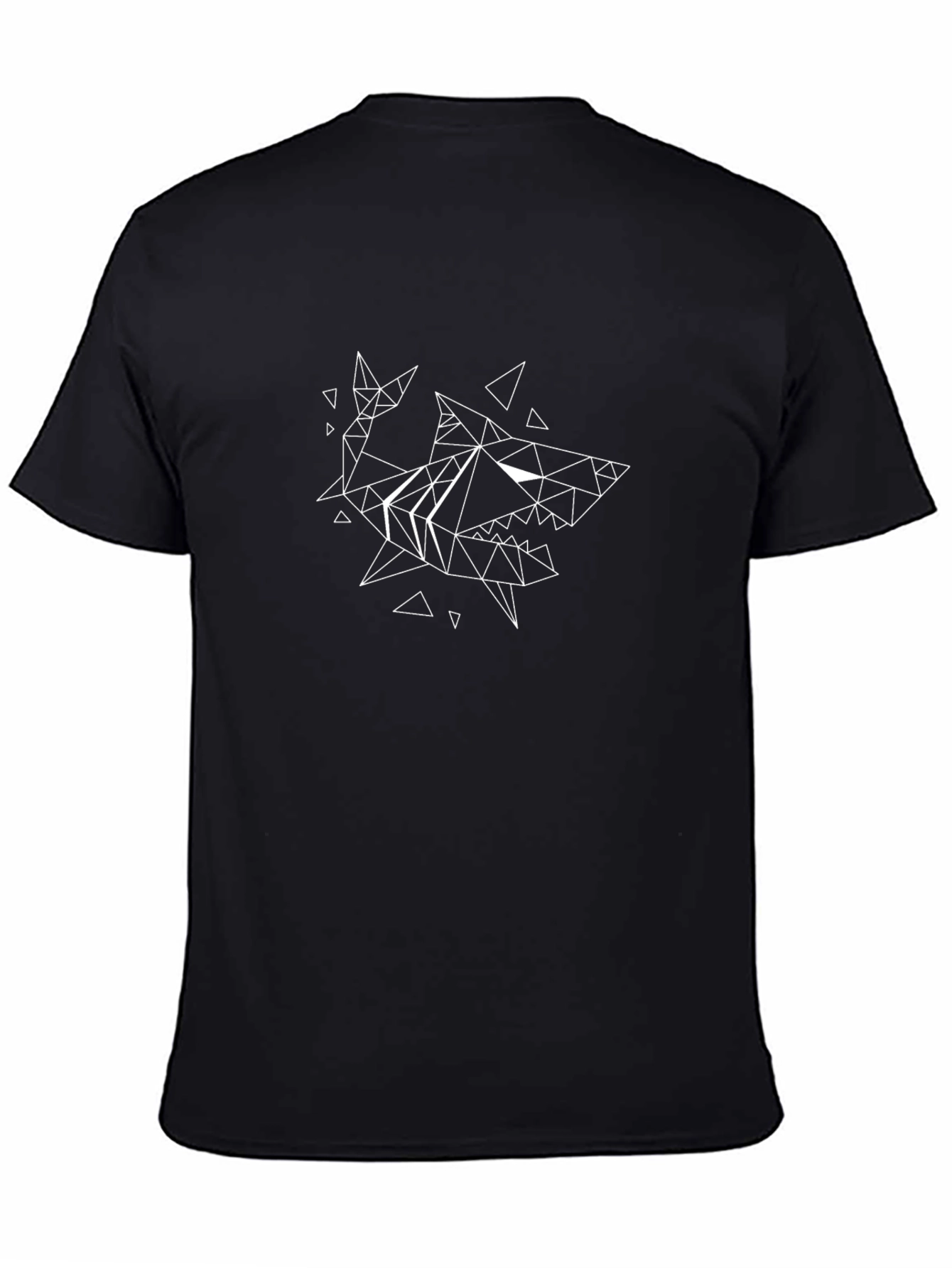 Geometric Shark Graphic Tee - Cool Black T-Shirt