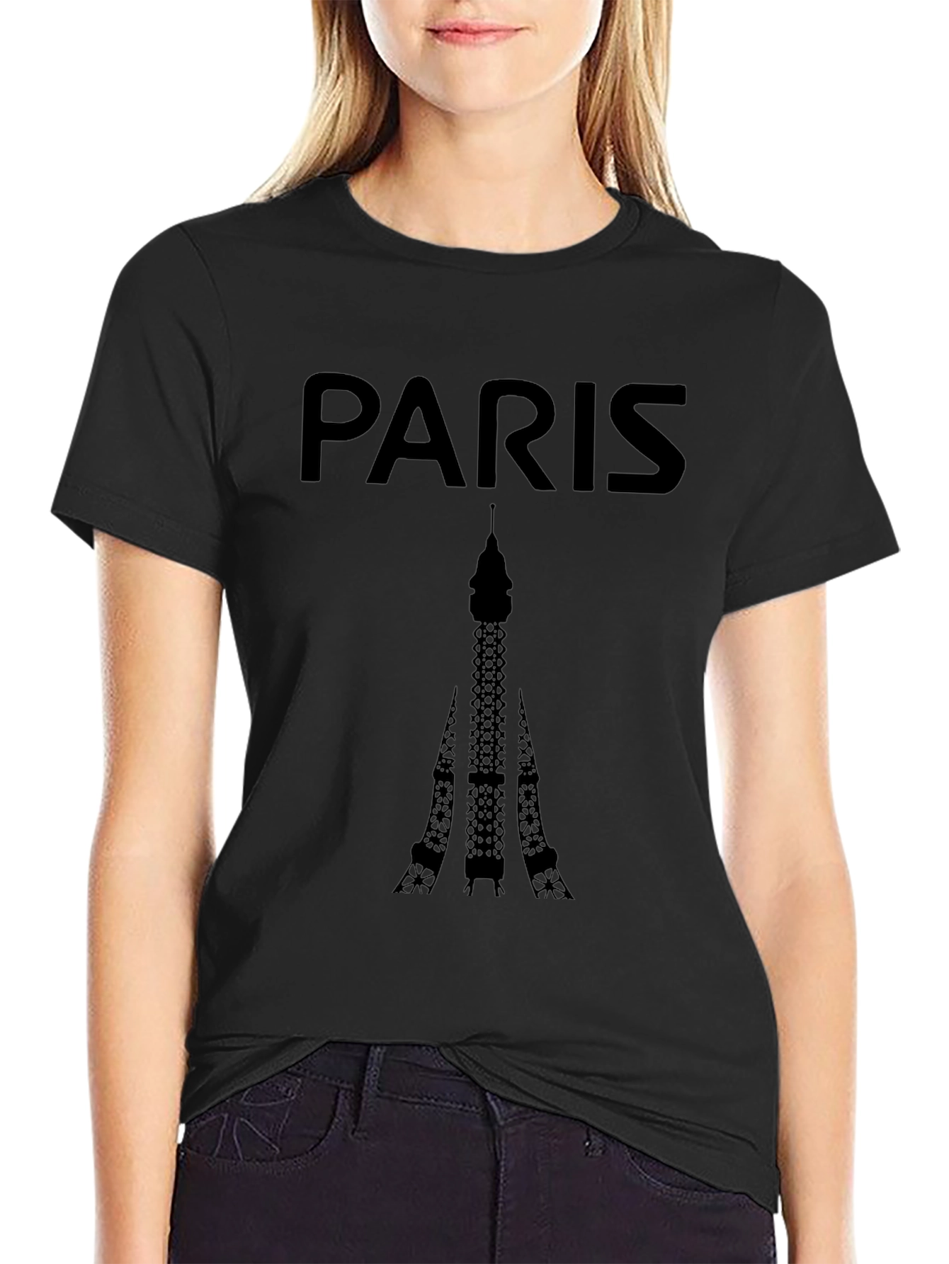 Paris Eiffel Tower Black T-Shirt
