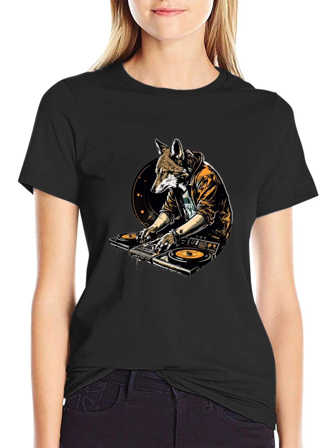 DJ Fox Graphic T-Shirt - Cool Animal Design