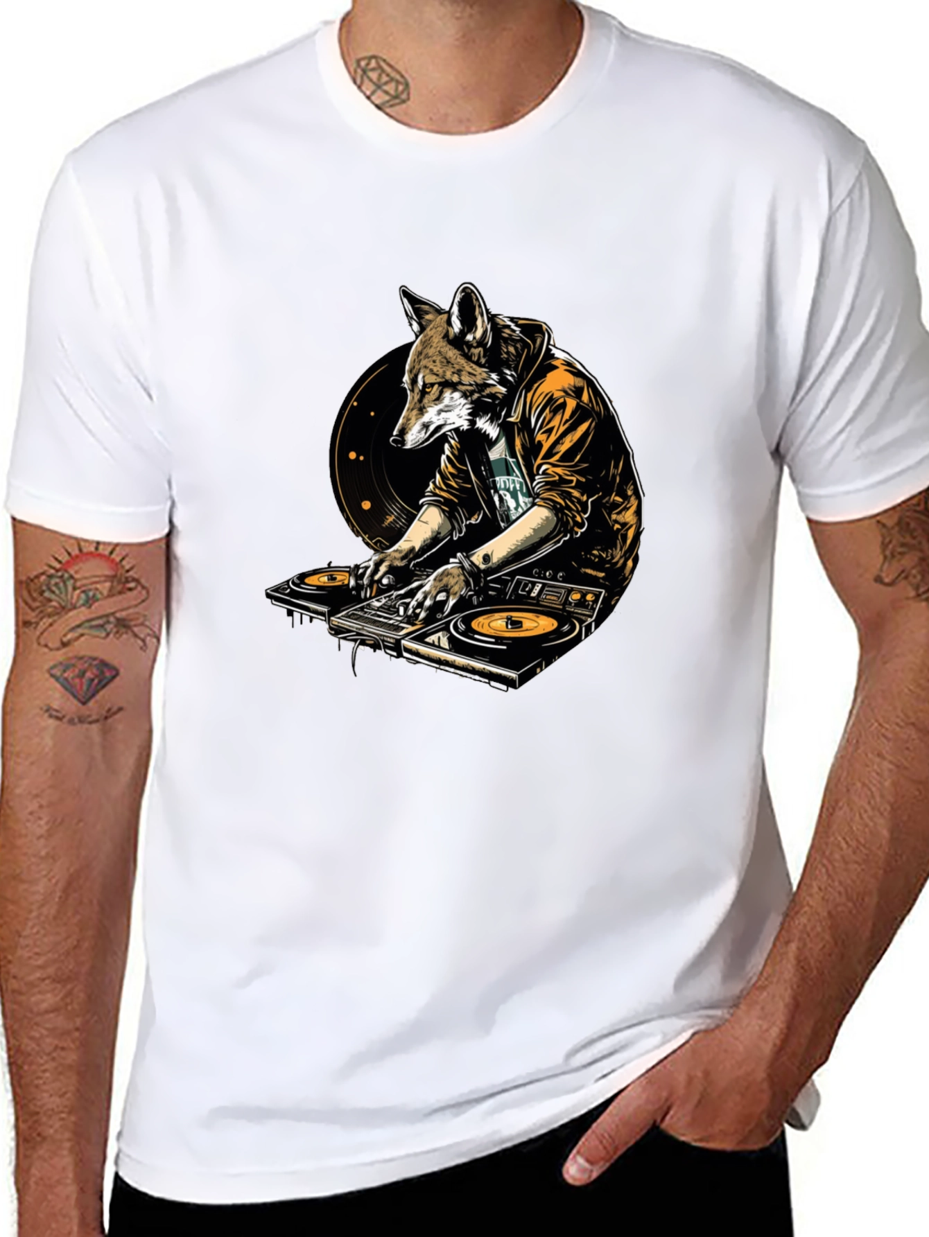 DJ Fox Graphic T-Shirt - Cool Animal Design