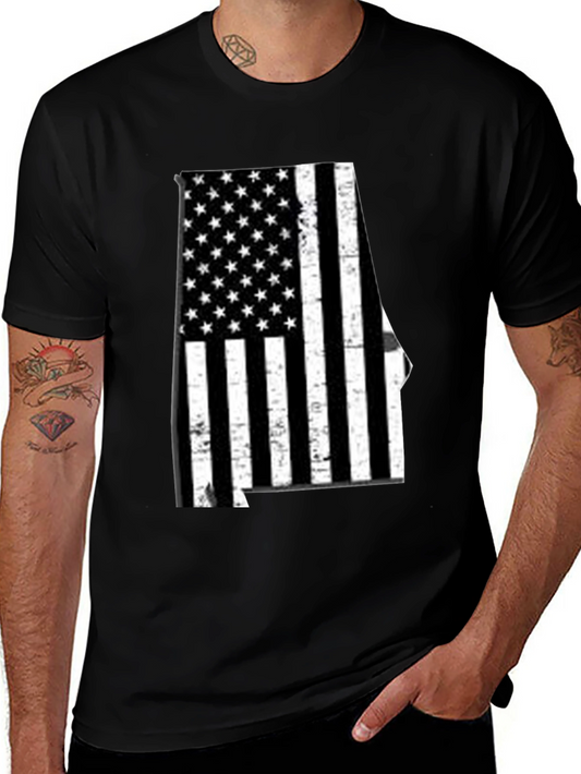 Alabama State Flag Graphic Tee - Black Cotton Blend Shirt