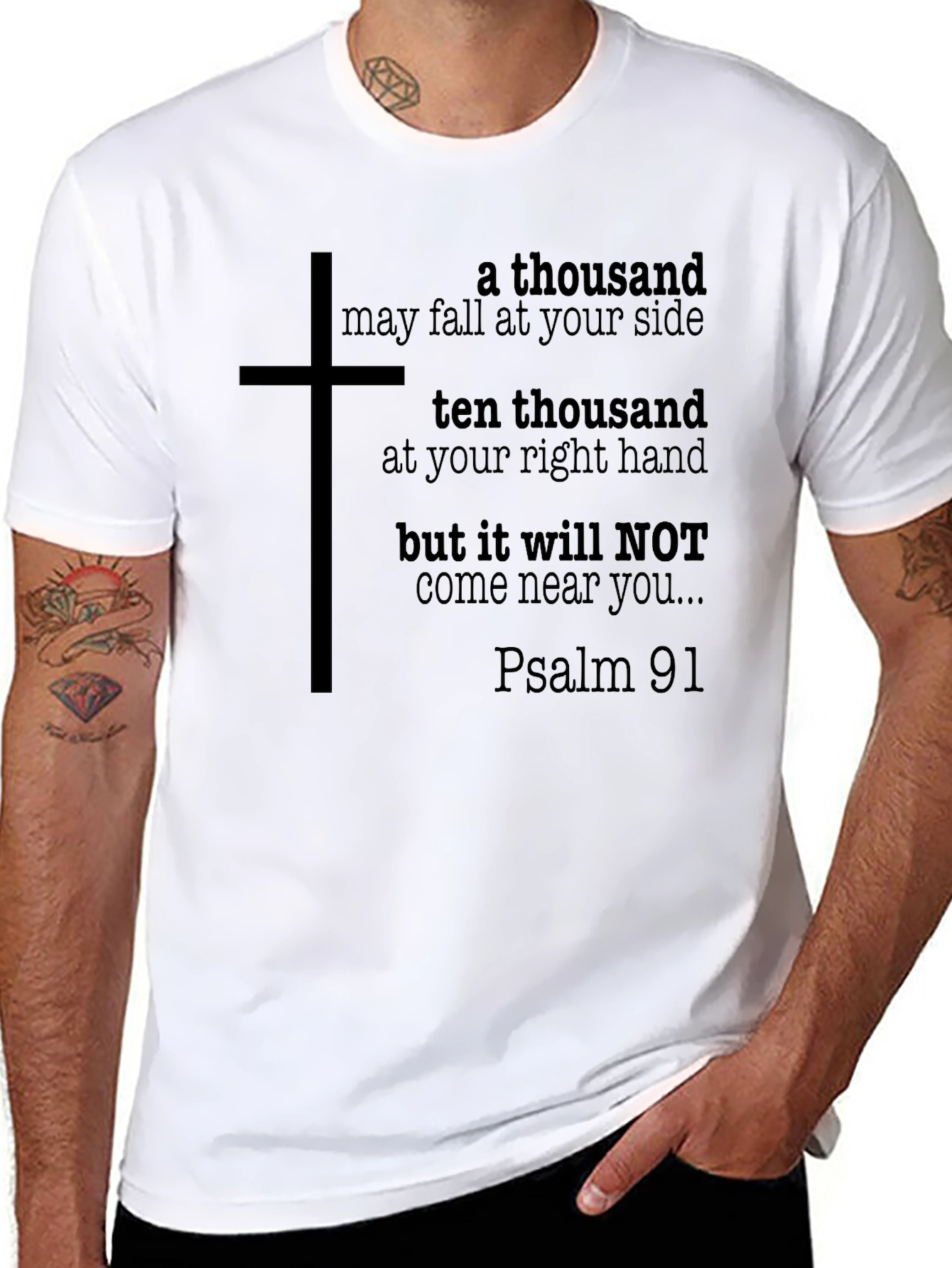 Faith-Based Black T-Shirt with Religious Quote