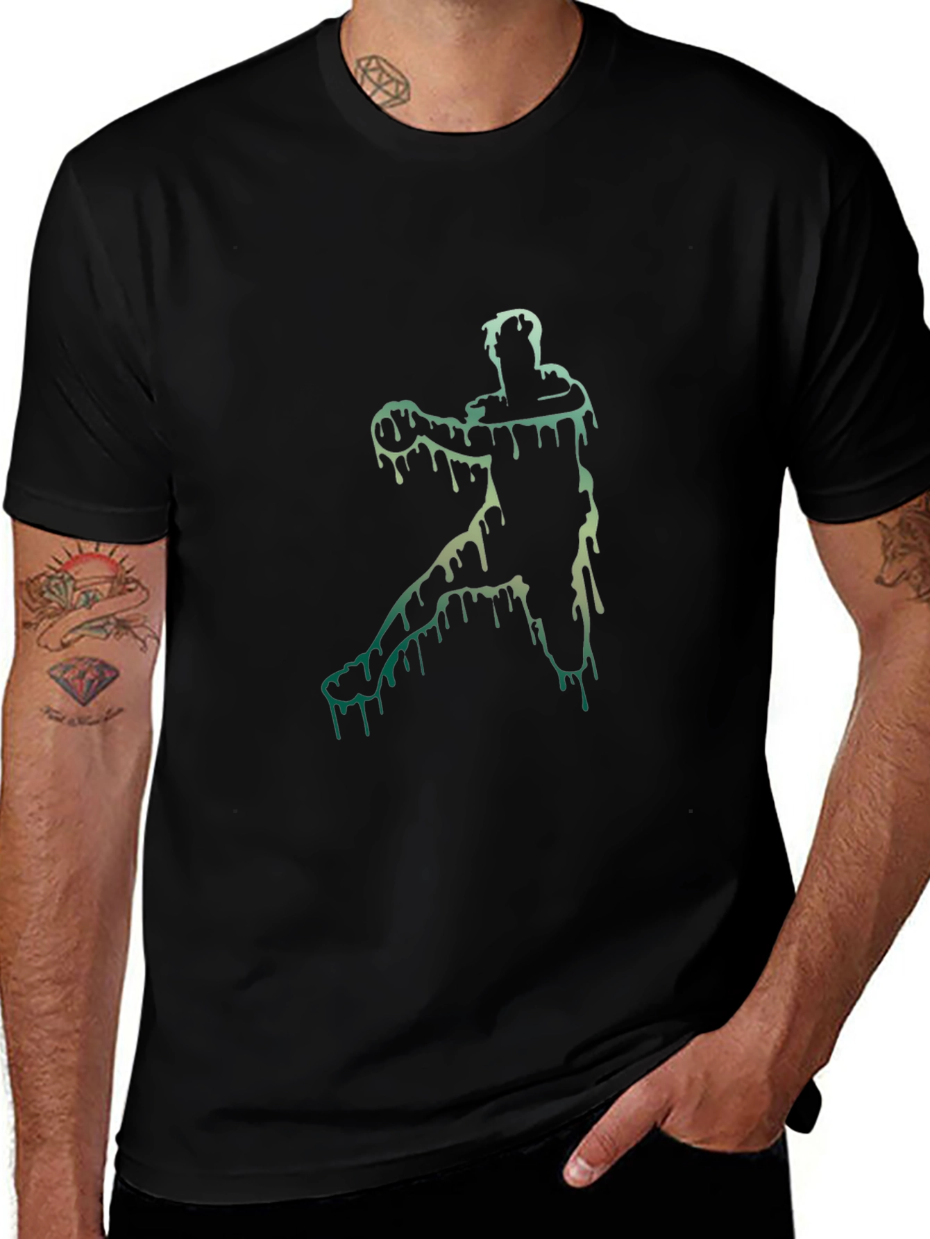 Melting Basketball Player Black Graphic Tee