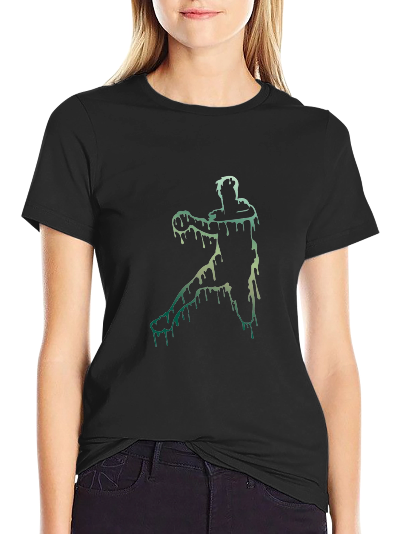 Melting Basketball Player Black Graphic Tee