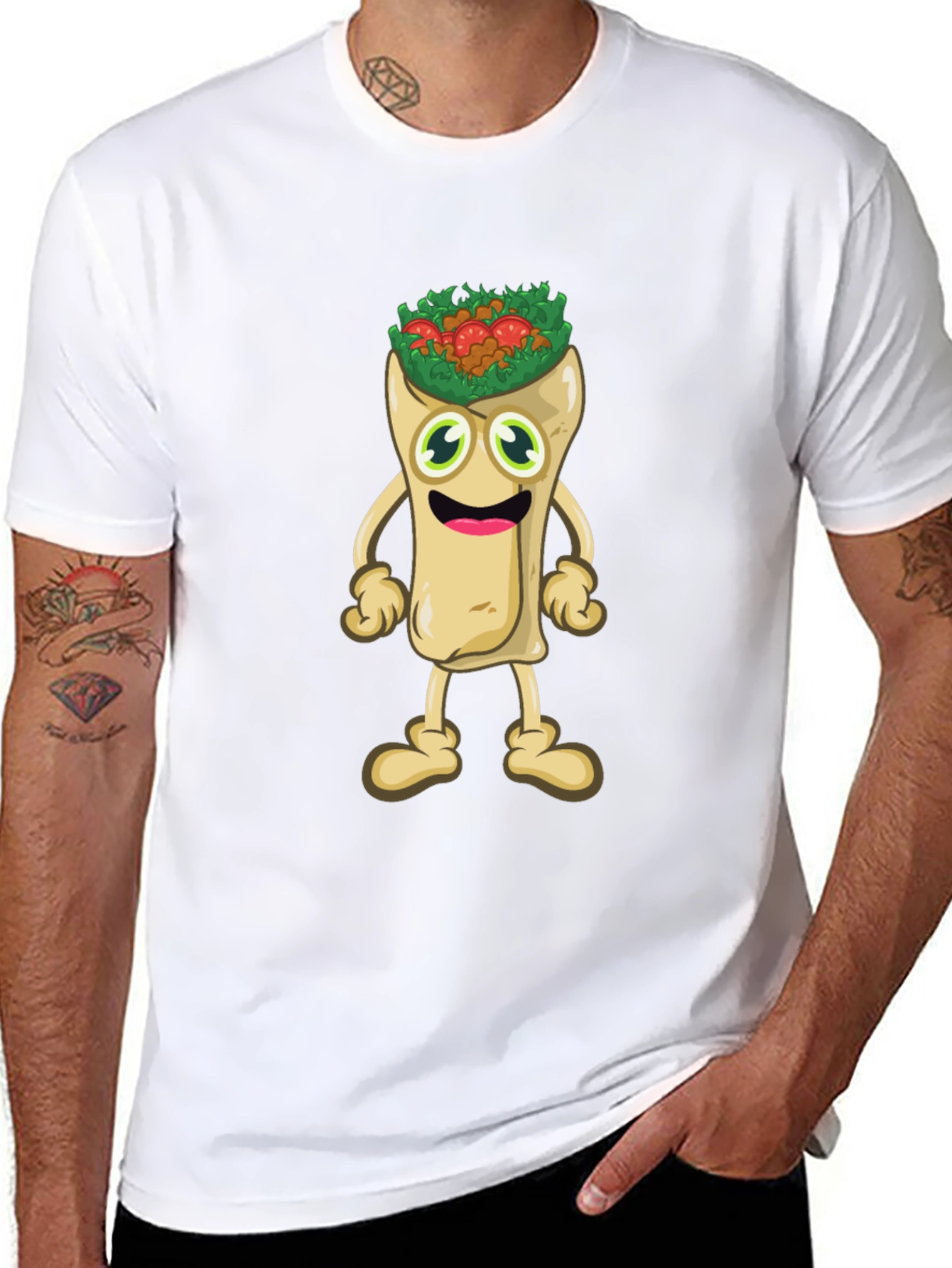 Funny Cartoon Burrito T-Shirt - Black