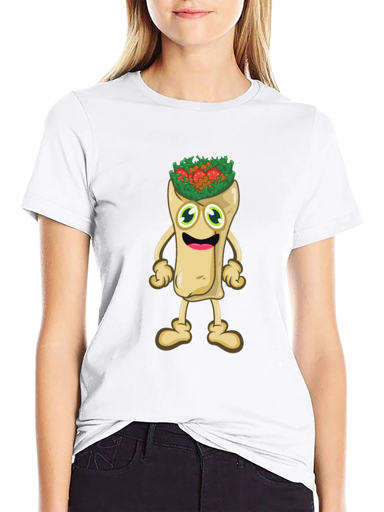 Funny Cartoon Burrito T-Shirt - Black