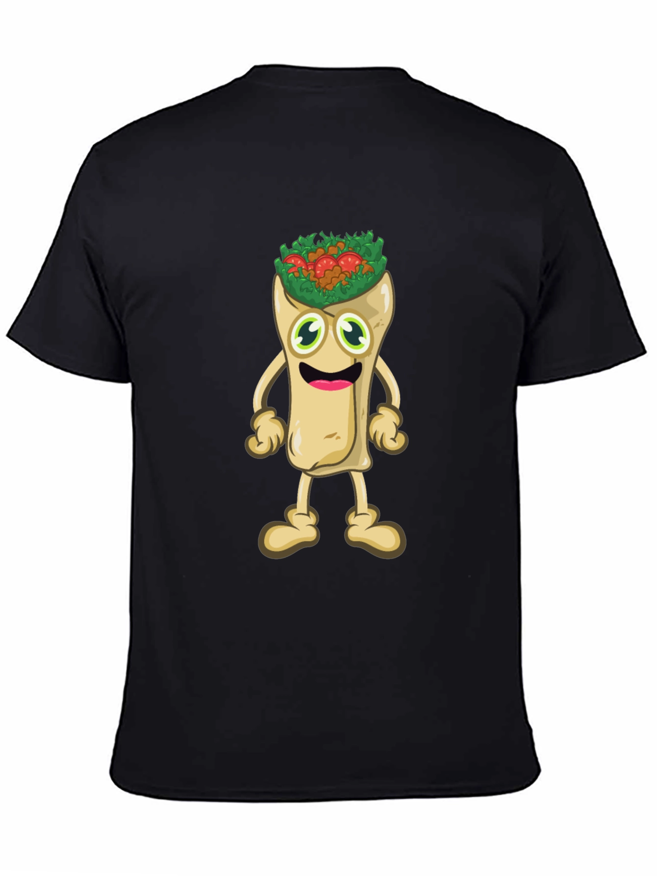 Funny Cartoon Burrito T-Shirt - Black