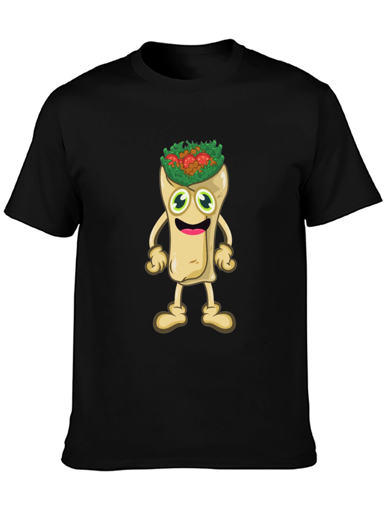 Funny Cartoon Burrito T-Shirt - Black