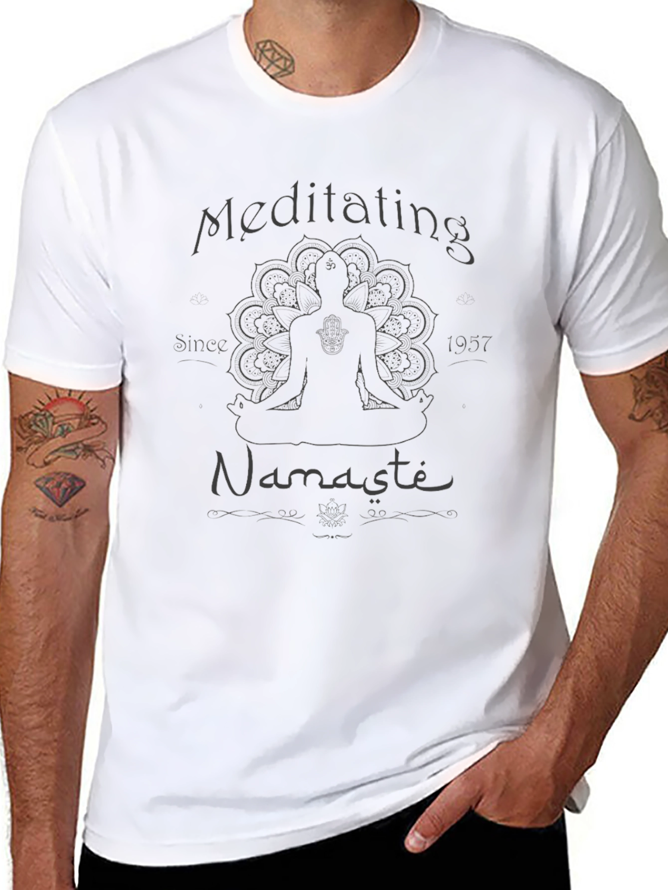 Meditating Namaste Black T-Shirt