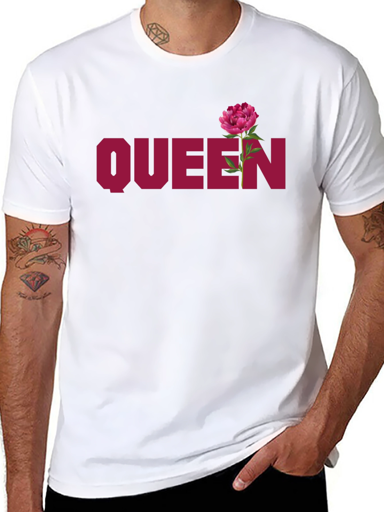 Queen Flower Graphic Black T-Shirt