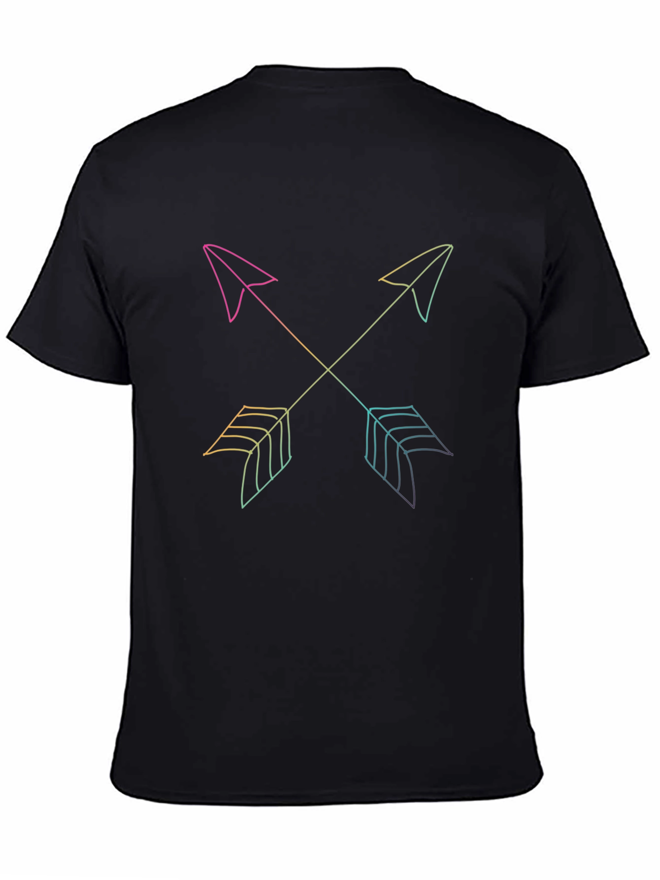 Trendy Crossed Arrows Graphic Black T-Shirt