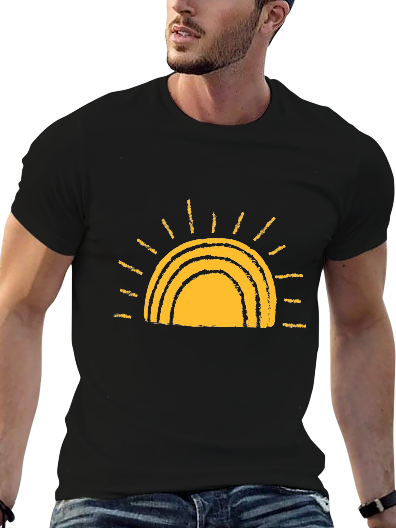 Sunrise Graphic Black T-Shirt | Casual Comfort