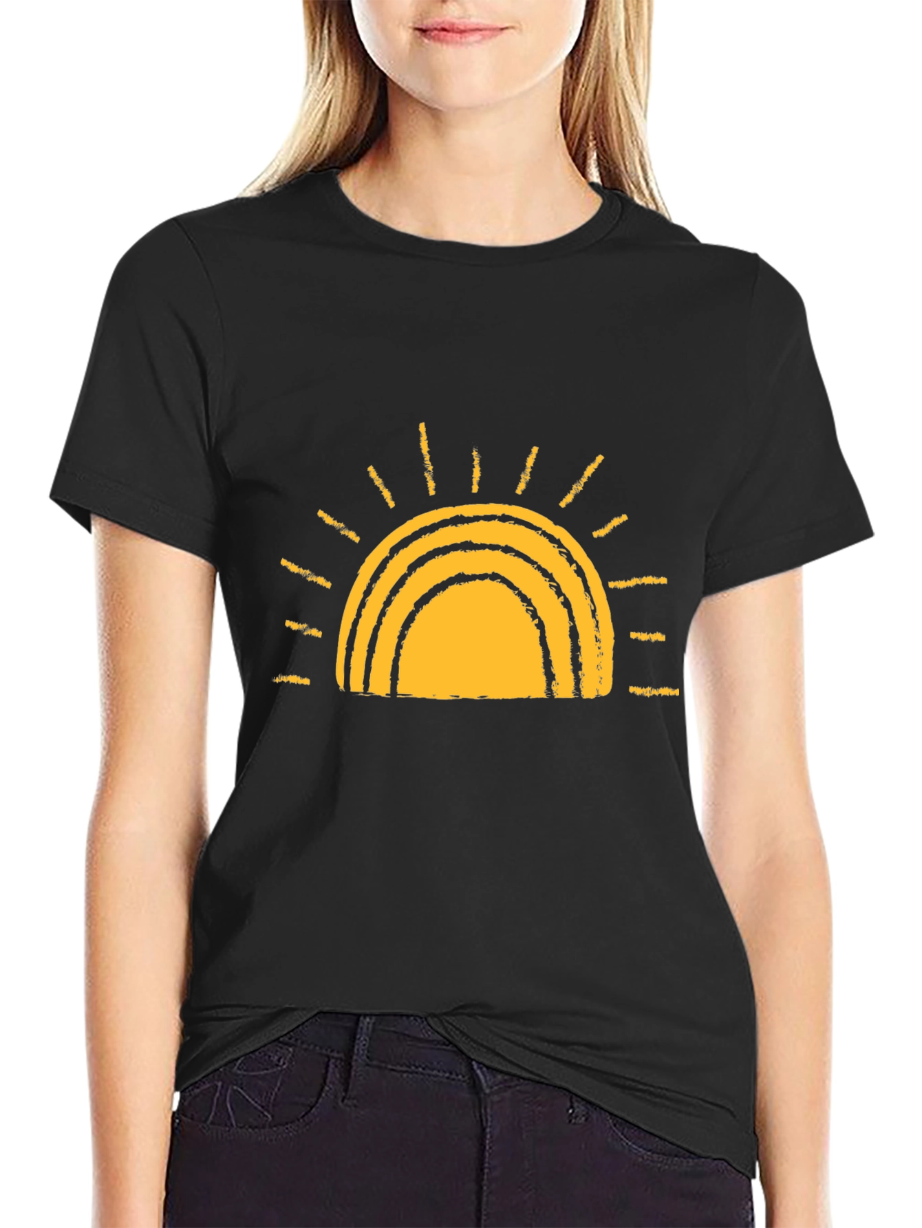 Sunrise Graphic Black T-Shirt | Casual Comfort