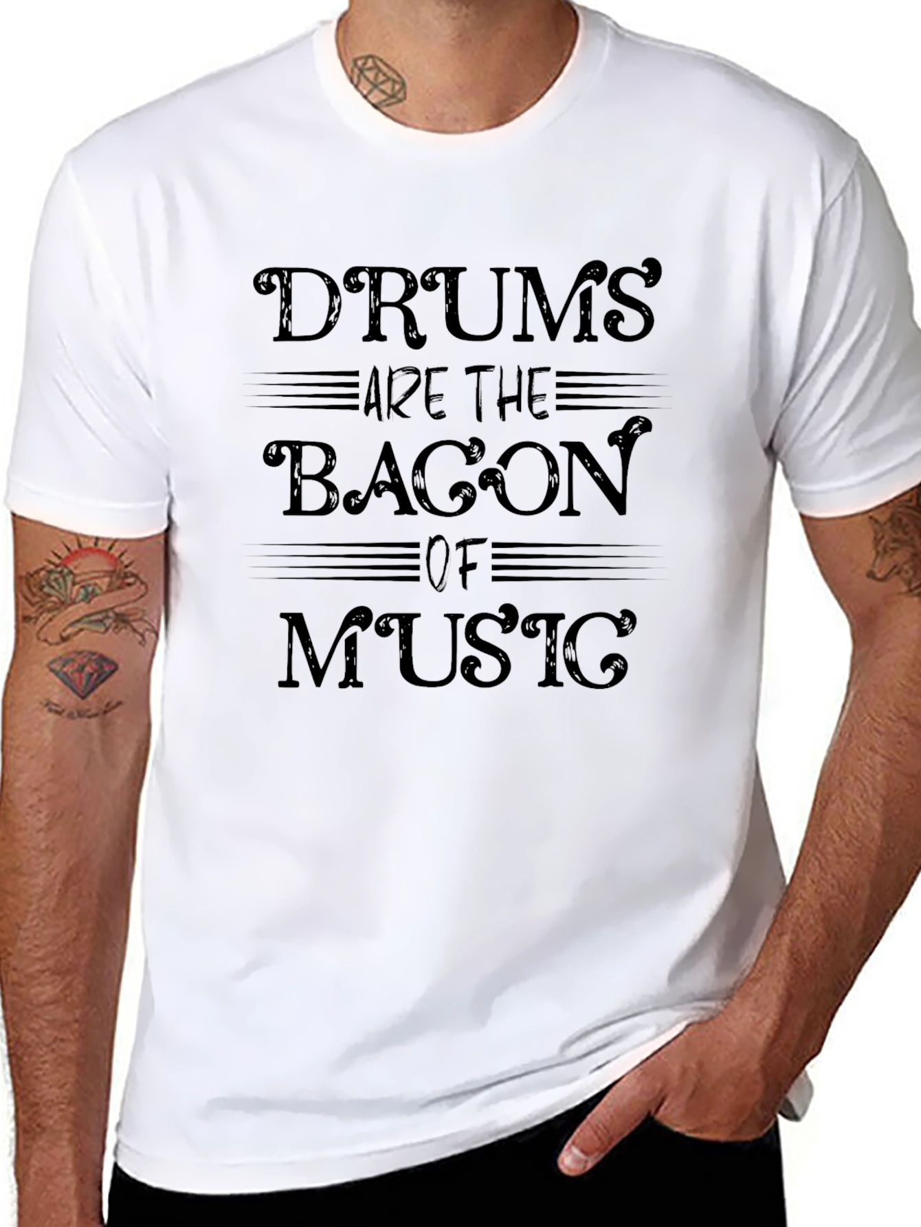 Drums are the Bacon of Music Black T-Shirt