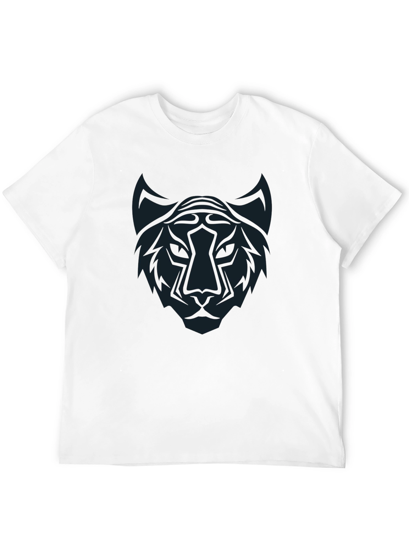 Black T-Shirt with Abstract Tiger Graphic Tee