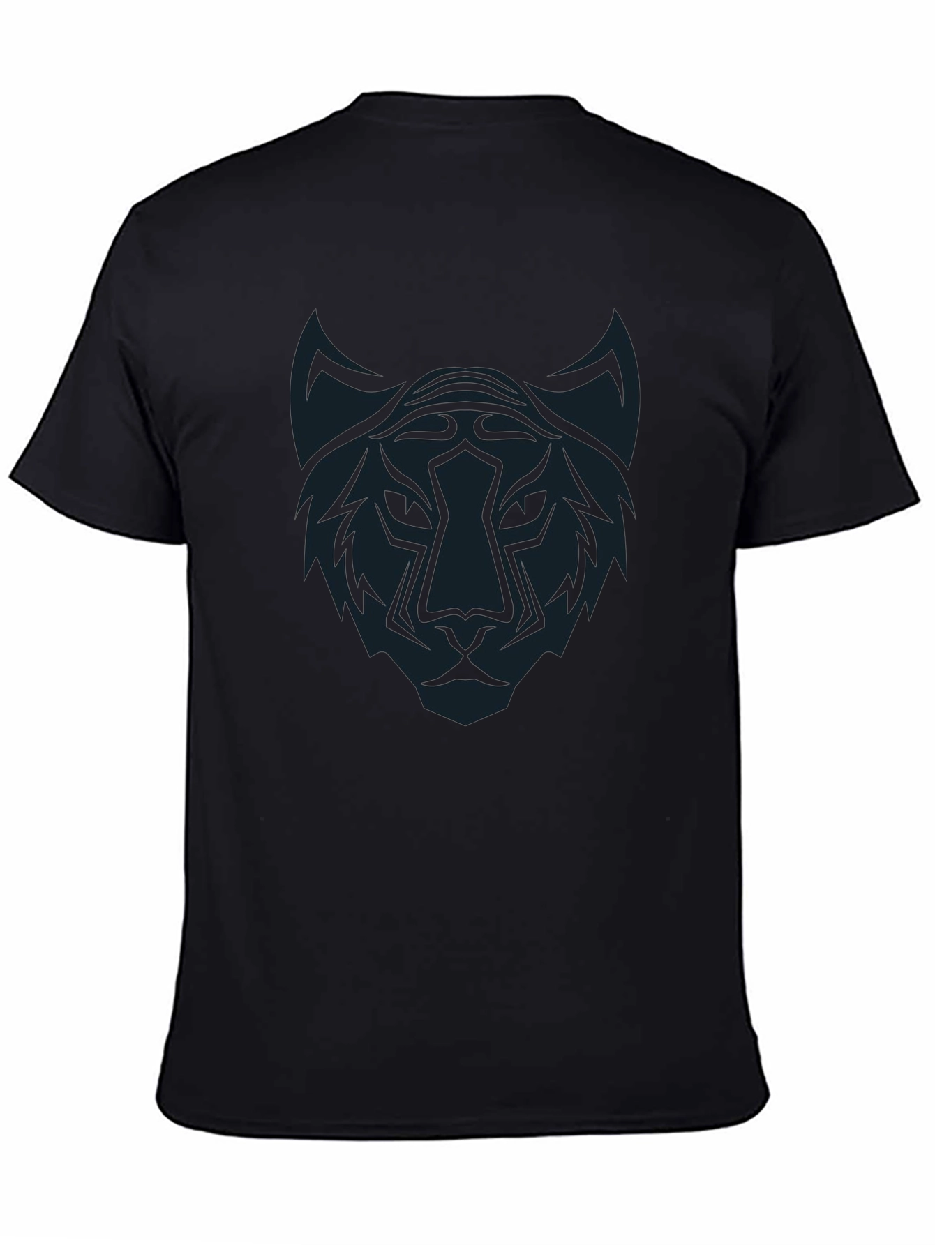Black T-Shirt with Abstract Tiger Graphic Tee